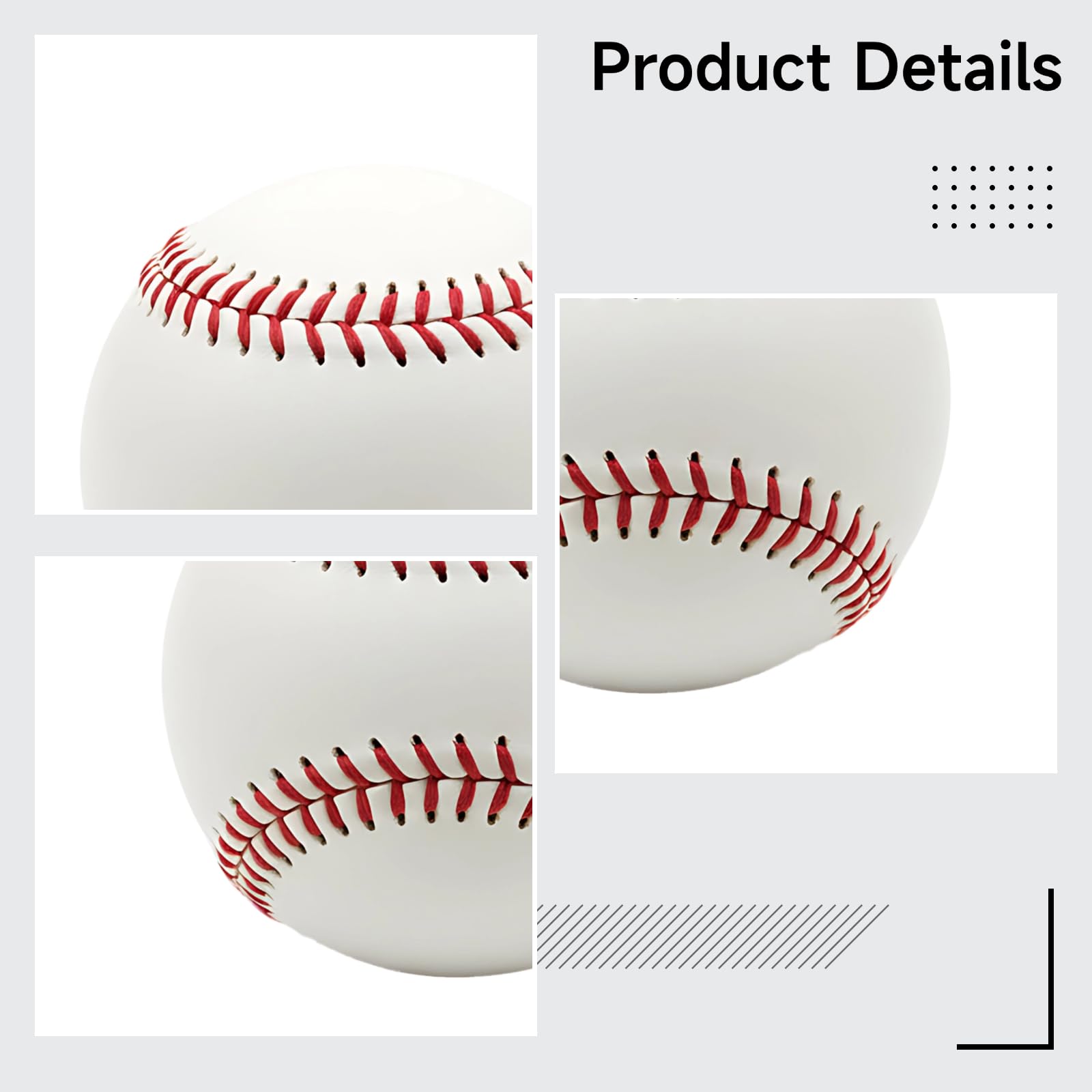 Generisch Confezione da 12 palle da baseball morbide in poliuretano, da allenamento, per bambini, 7 cm, bianco con cuciture rosse, morbidi e resistenti, con tasca in rete, per esercitarsi in modo