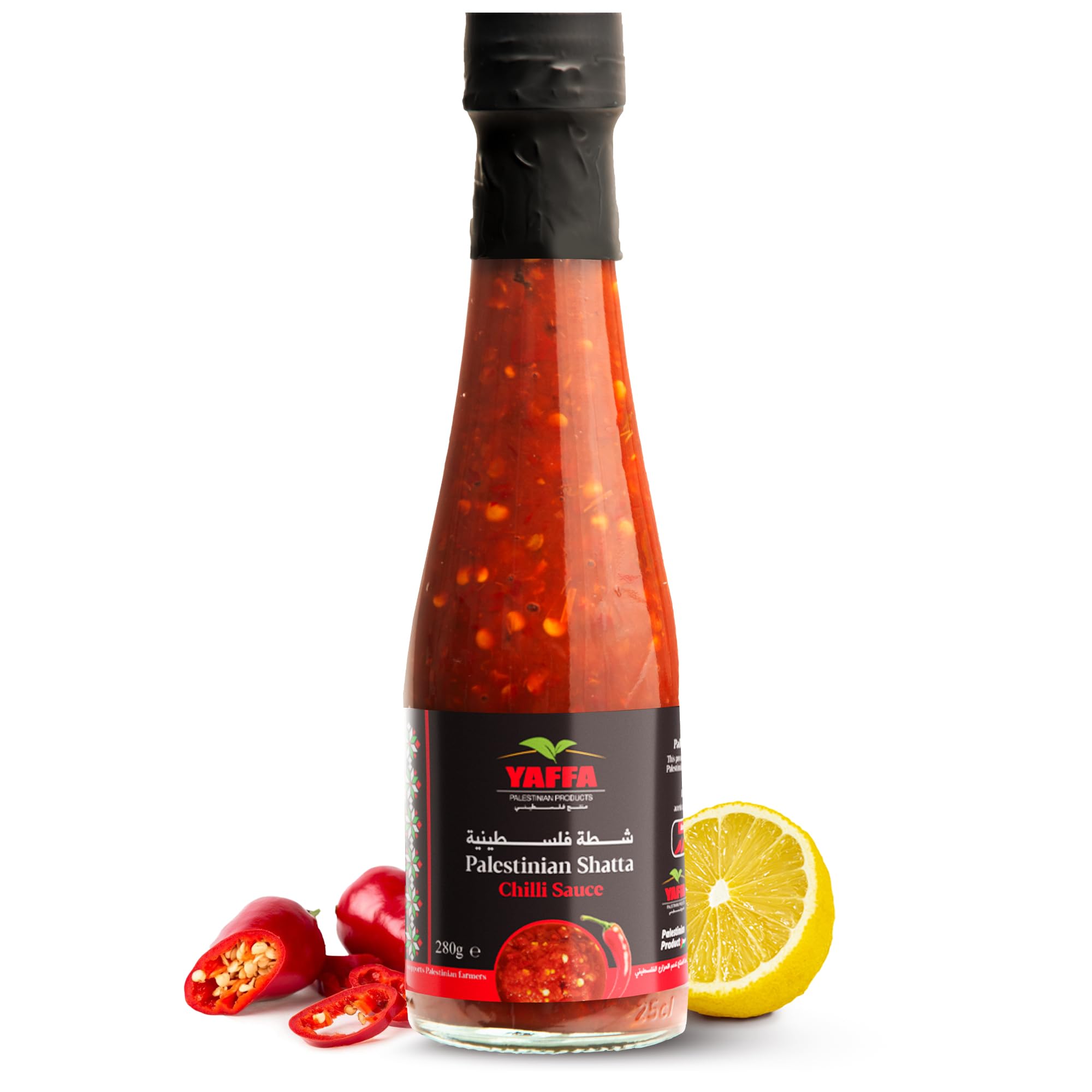 Palestinian Chilli Sauce 280g – Hot Sauce with Fresh Chillies, Lemon Juice & Salt – Vegan & Natural – Authentic Shatta – No Additives – Use as Dip, Condiment or Ingredient