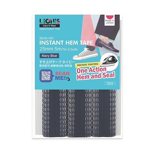 LEONIS Cinta de dobladillo instantáneo termoadhesiva de 0.984 in x 16.4 ft (1 pulgada x 5.5 yardas), azul marino  78024