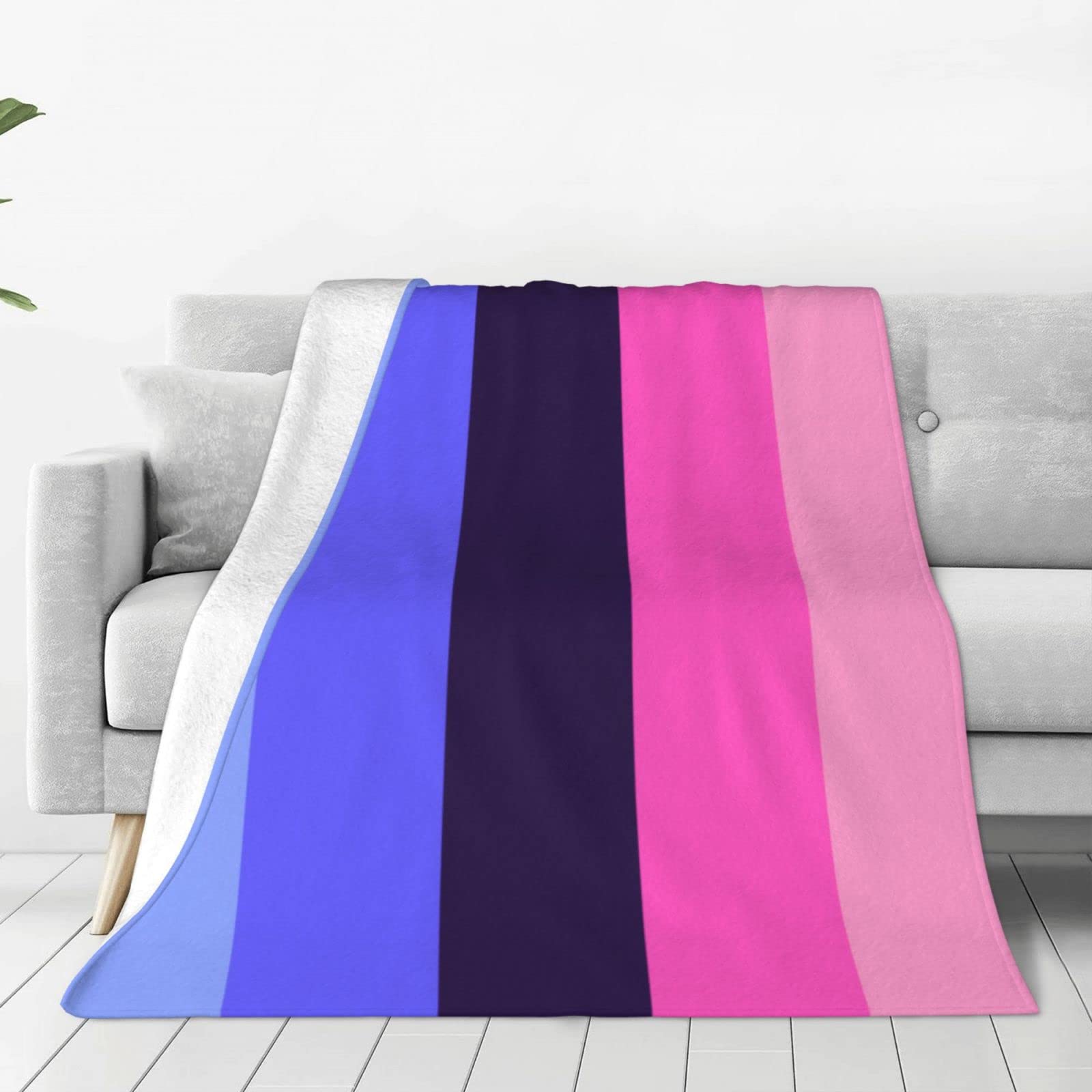Lsjuee Throw Blanket Omni Sexual Pride Flag Warm Cozy Soft Lightweight Flannel Fleece Blanket for Bedroom Sofa Room Home Decorative Fuzzy Blanket 80"x60"