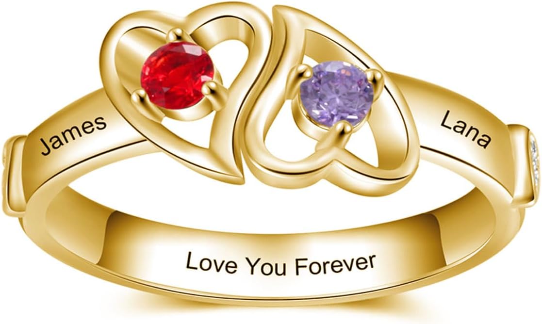 KECHO Mothers Day Gifts 10K 14K 18K Solid Gold/925 Sterling Silver Mom Rings for Women Personalized Mother Daughter Ring Customized Family Rings with Birthstones and Names for Mother Grandmother Wife