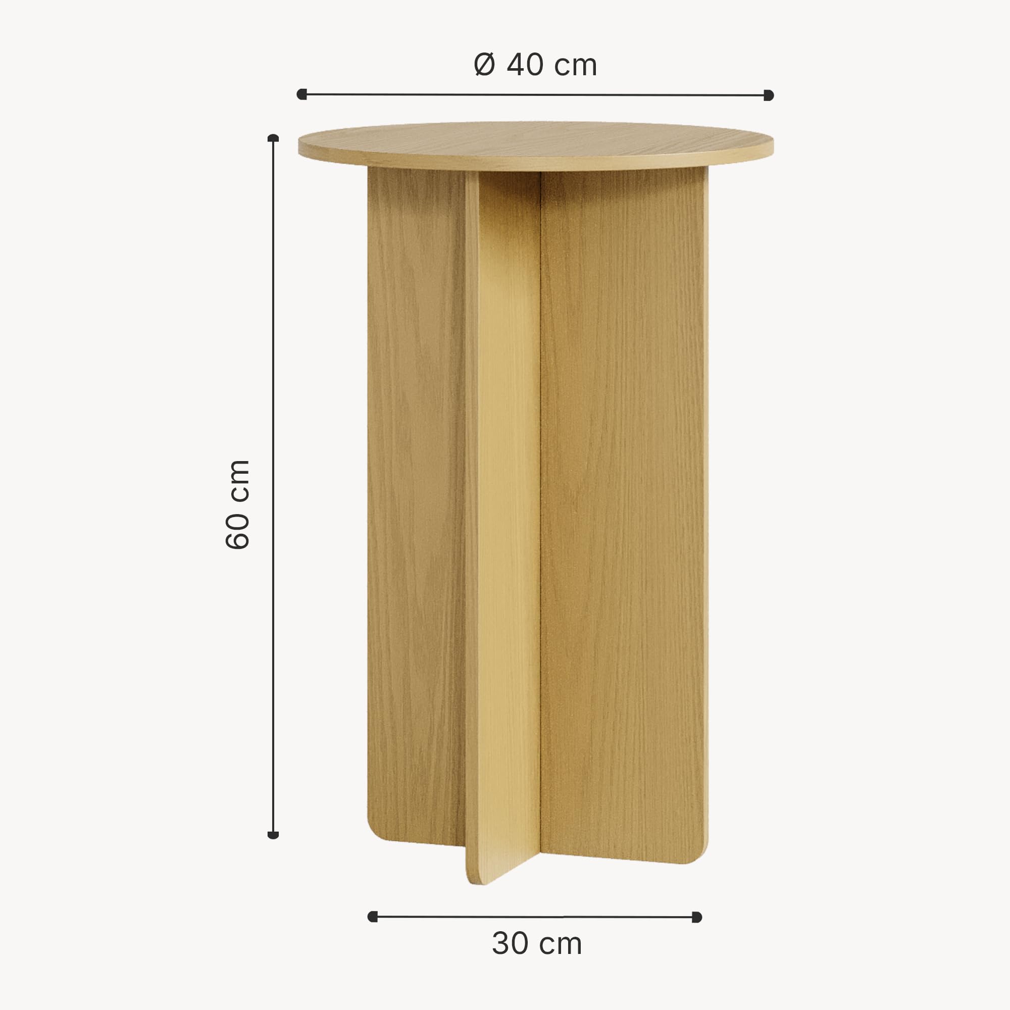 [en.casa] Table d’appoint avec Plateau Rond Petite Table Basse Bout de Canapé Guéridon Design Intemporel Salon Chambre Bureau Entrée Panneau de Particules 60 x 40 cm Effet Chêne