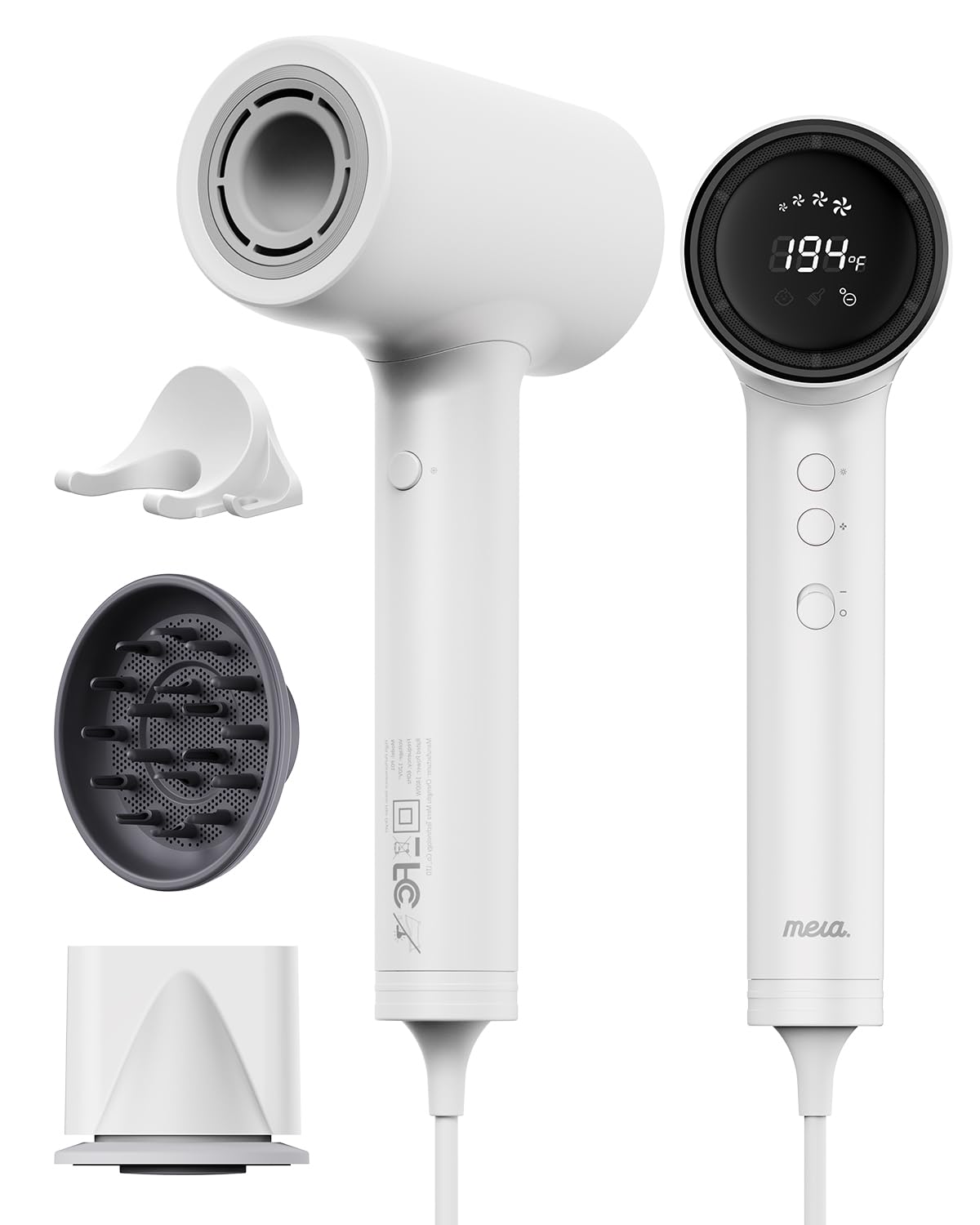 Professional Hair Dryer with Diffuser Mera ProMax Ionic-X - Fast Drying Anti-Static Blowdryer Full Tool Set for Women