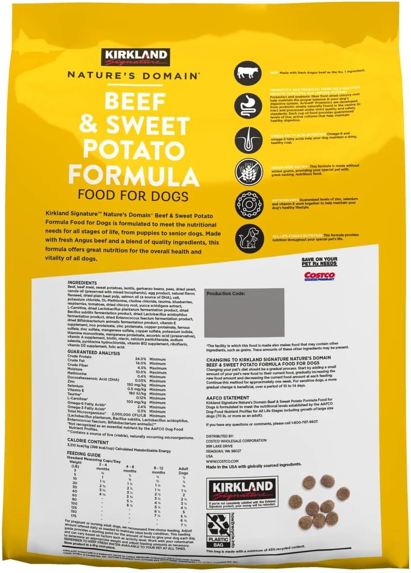 HEALTH & OUTDOORS Nature Domain Dog Food, Beef and Sweet Potato 25 Lbs