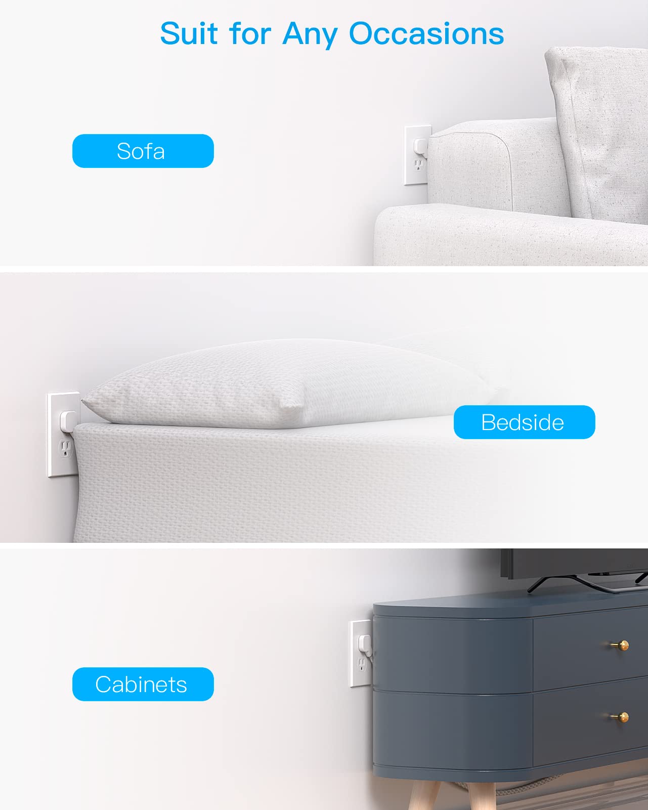 Flat Plug Power Strip 6 Ft, HANYCONY Ultra Thin Flat Extension Cord, 3 Outlets 3 USB Ports(2 USB C) Multi Plug Outlet Extender with No Surge Protector for Cruise Ship, Travel, Dorm Room Essentials - Image 7