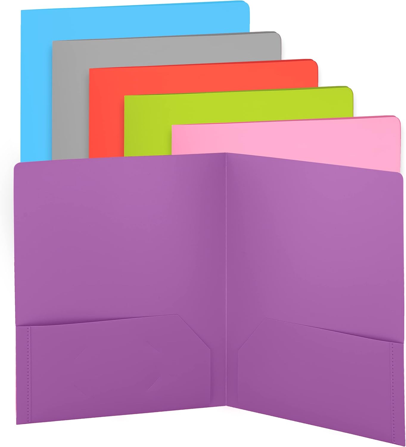 Enday Plastic File Folder with 2 Pockets, Purple, Letter Size, 8 Pcs