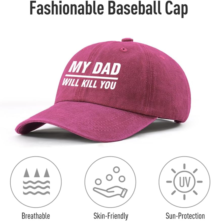 My dads Will Kills You Funny Hats for Womens Cool Washed Distressed Baseball - Image 4