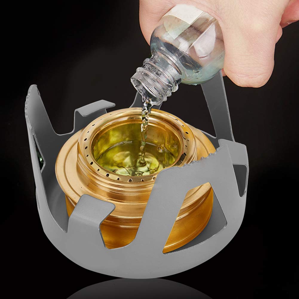 Mini Fornello ad Alcool, Mini Bruciatore da Campeggio Rame Bruciatore Portatile ad Alcool 188 g per Outdoor Picnic Escursionismo Cucinare (Grigio)