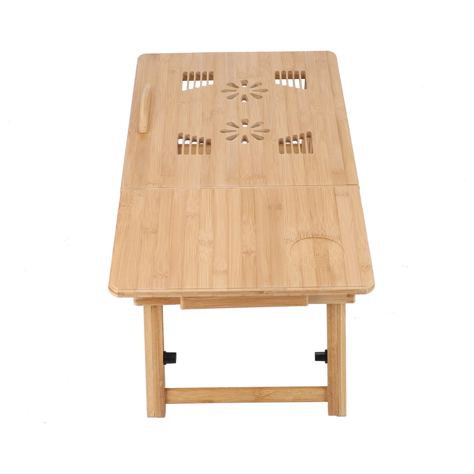Tavolo in bambù per computer portatile, pieghevole, regolabile, per uso in casa, ufficio, studenti, naturale, 70 x 35 cm