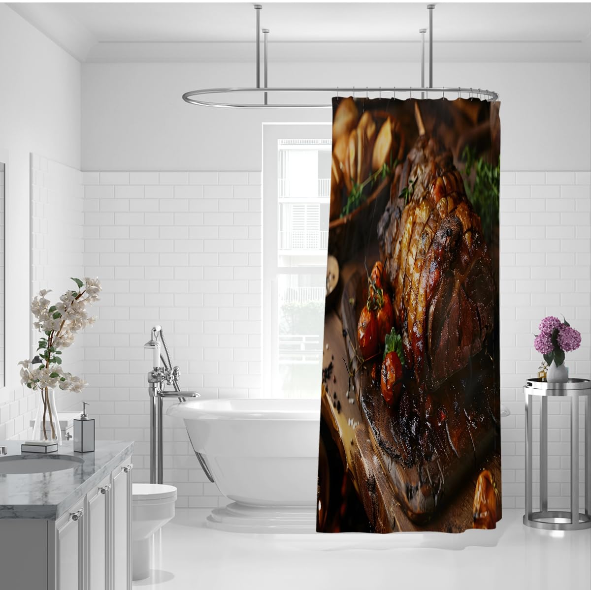 Grillsteak-Duschvorhang kreative Baddeko 150 x 200 cm