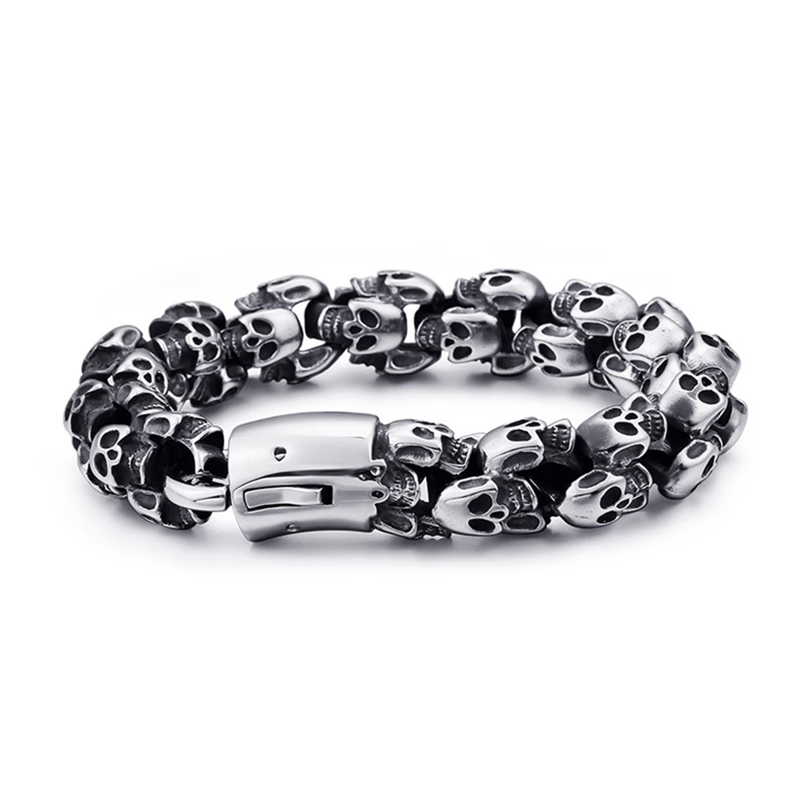 Herrenarmband in Edelstahl, Schädel Pärchen Armband Zeitloser Herrenschmuck