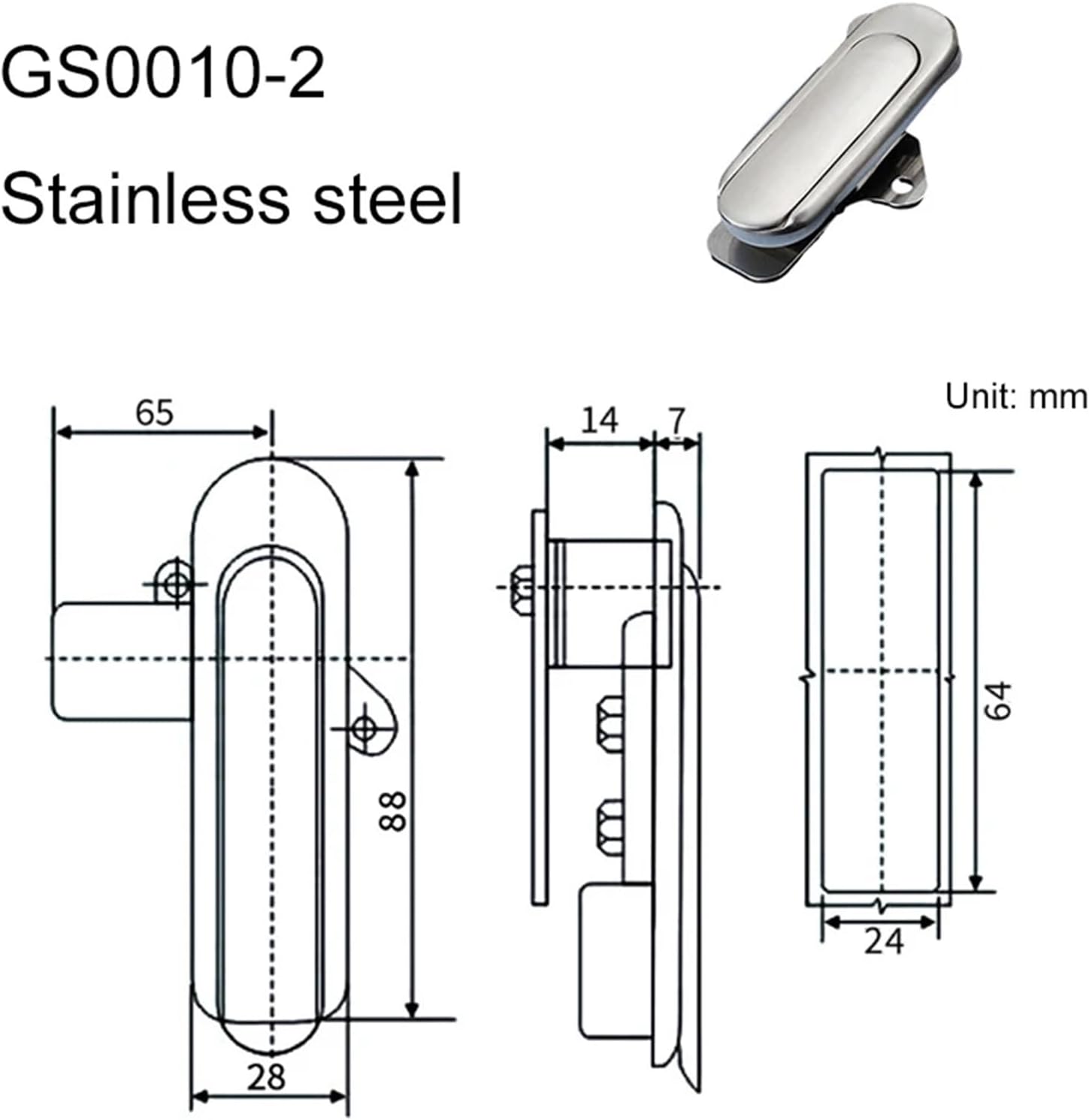 304 Stainless Steel Distribution Box Lock Handle Lock Mechanical Box Lock Switch Cabinet Door Lock 1Pcs(GS0010-2)