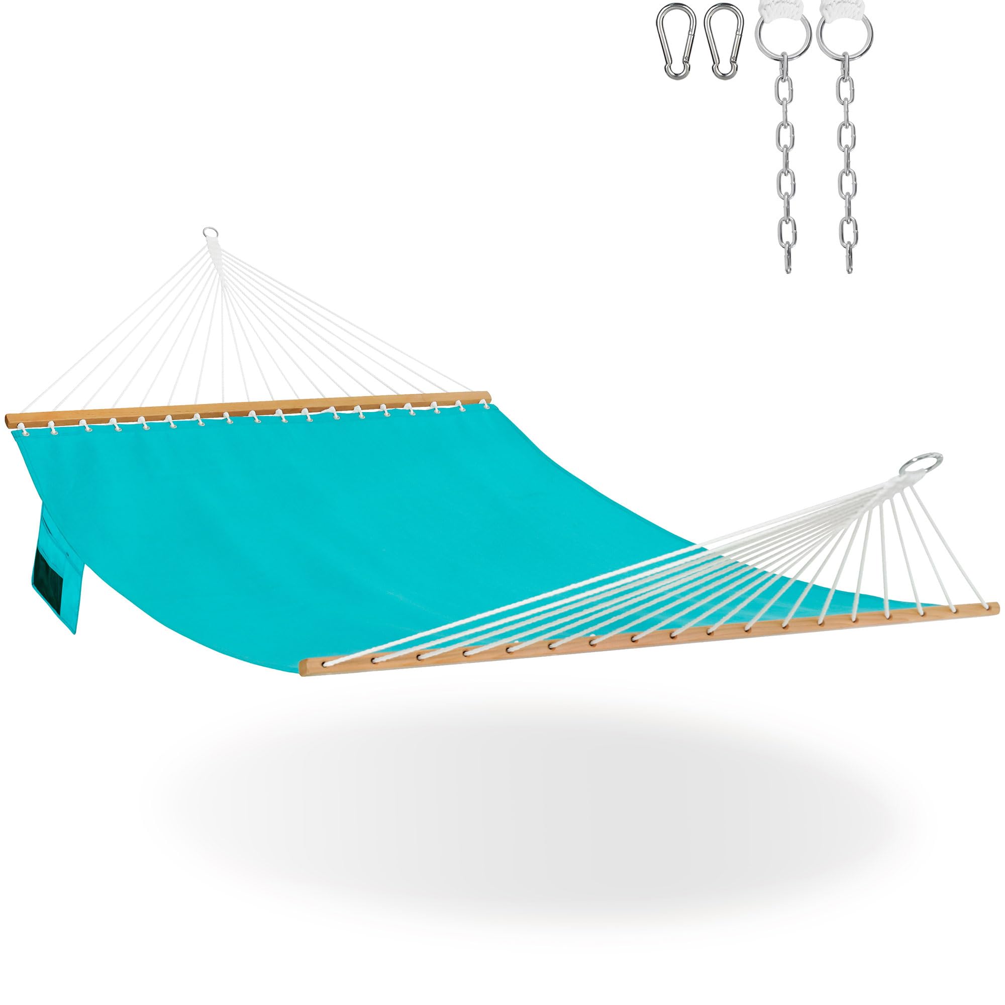 Lazy Daze Hammocks Hamaca doble exterior de 11 pies, hamaca de tela de olefina de secado rápido con barra separadora, hamaca con cadenas para exteriores, piscina, patio trasero, capacidad de 450