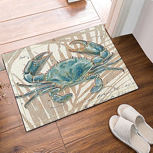 HiSoho Ocean Animal Decor Blue Crab Bath Rugs,Friendship Bath Rugs Non-Slip Floor Entryways Outdoor Indoor Front Door Mat,60x40cm Bathroom Mat
