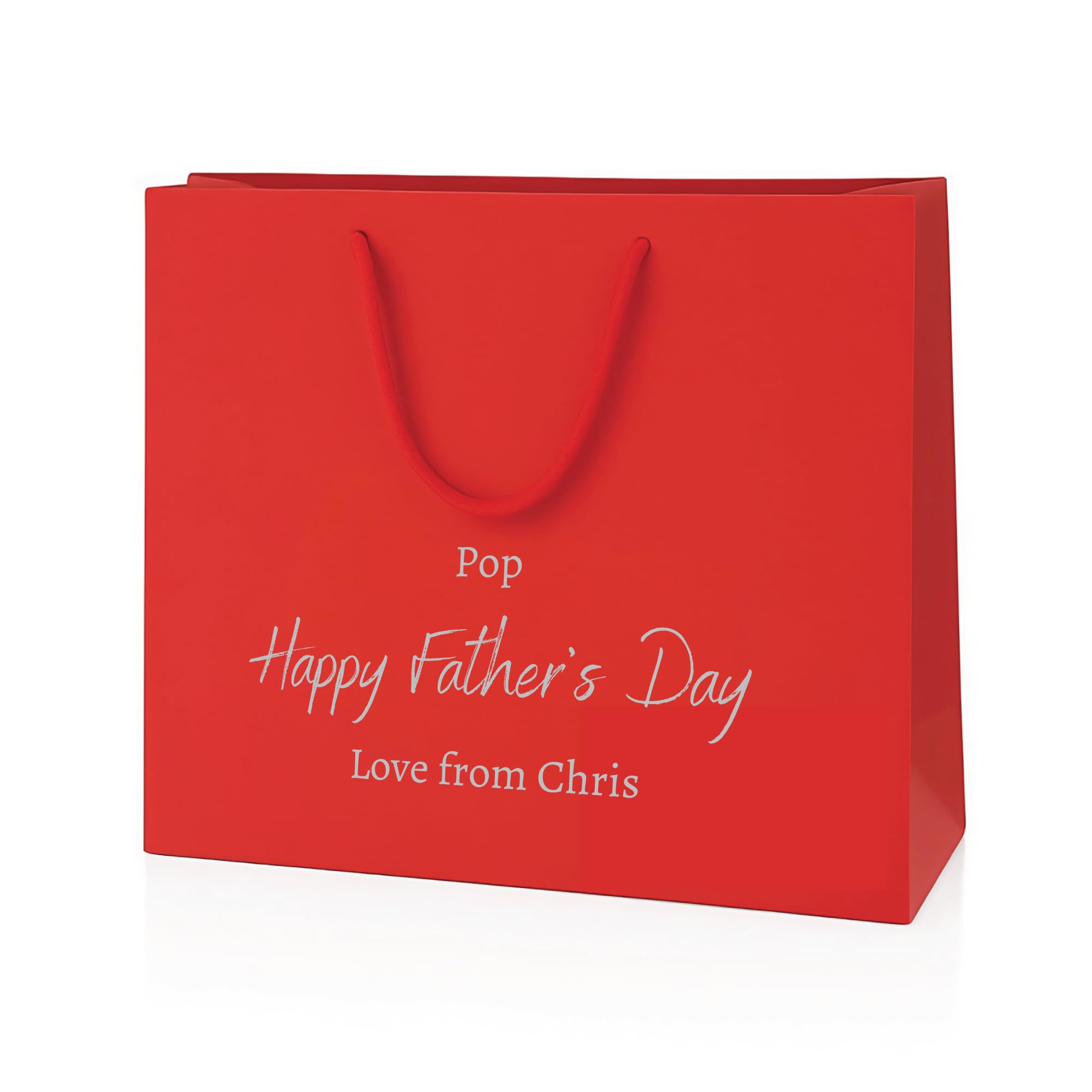 COOKIES AND KOALAS Personalised Fathers Day Gift Bag – Red Large 40x30x13 cm – Custom Name & Message Foil Print – Large Fathers Day Bag Red
