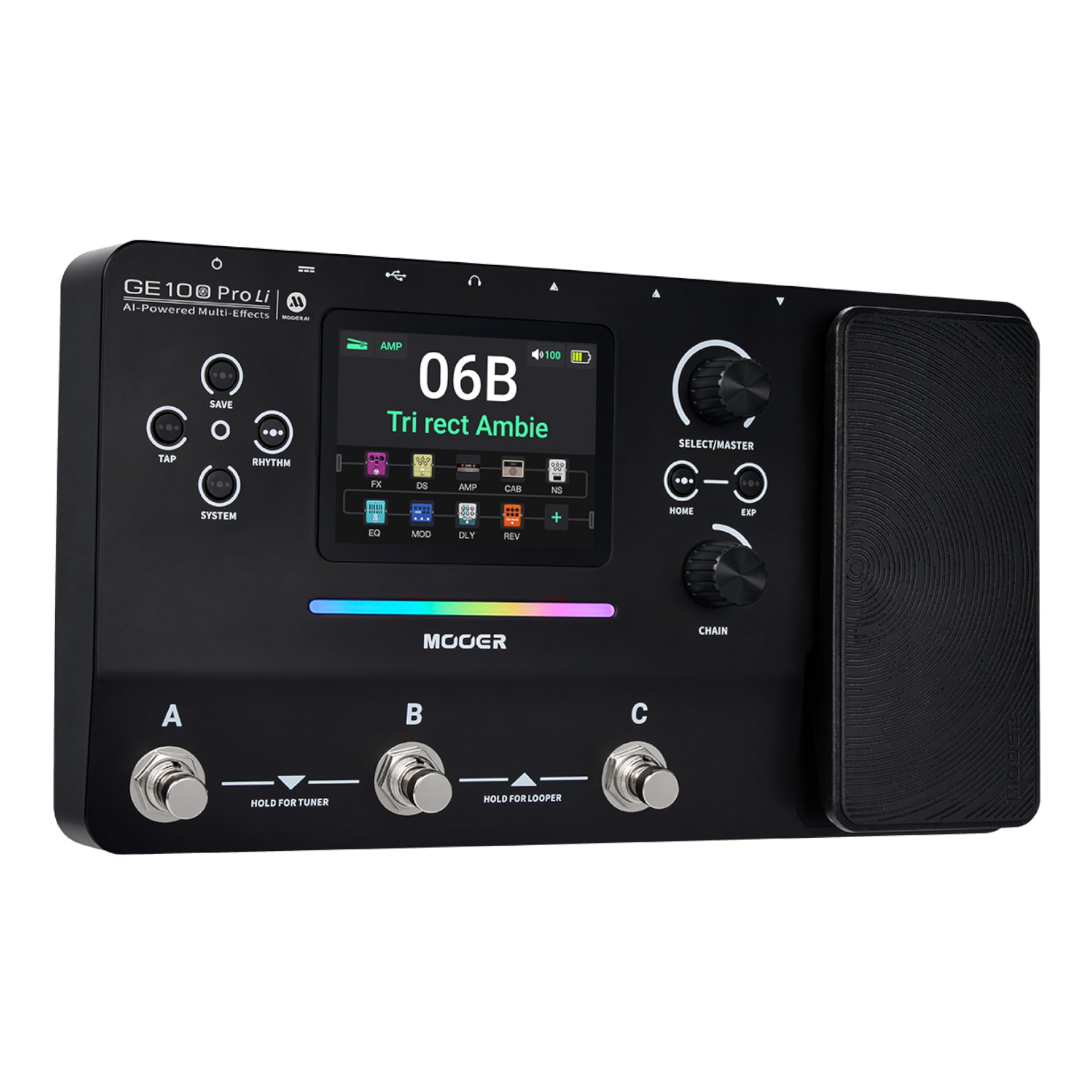 Mooer GE 100 PRO Li Guitar Multi FX Processor with AI technology and lithium battery