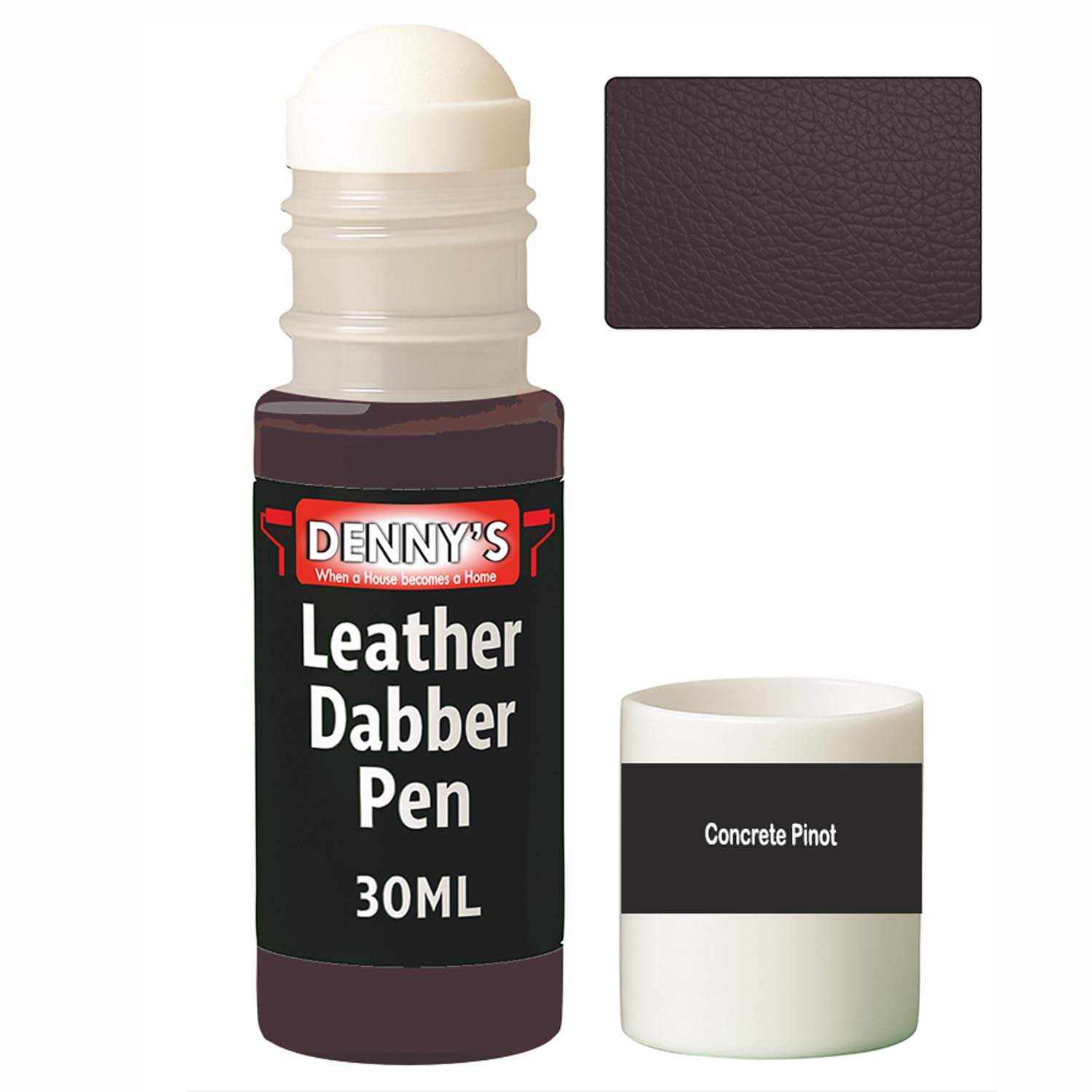 Leather Colour Restorer Recolouring Balm Repair Treatment for Faded & Worn Absorbent Leather Shoes, Boots, Jackets (54 Concrete Pinot, Dabber Pen 30ml)