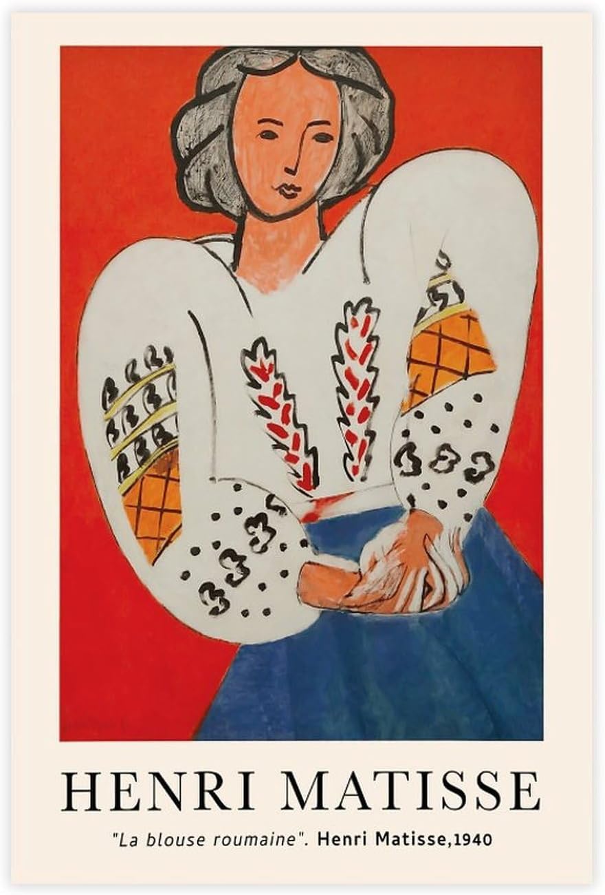 QSDTGHUIKP Henri Matisse Blouse Roumaine 40x60cm Frameless Abstract Canvas Wall Print