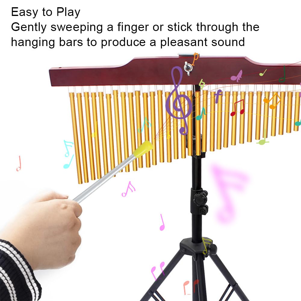 36 Bar Wind Chime with Adjustable Tripod Stand, Detachable Aluminum Percussion Instrument for Musical Performances - Image 3
