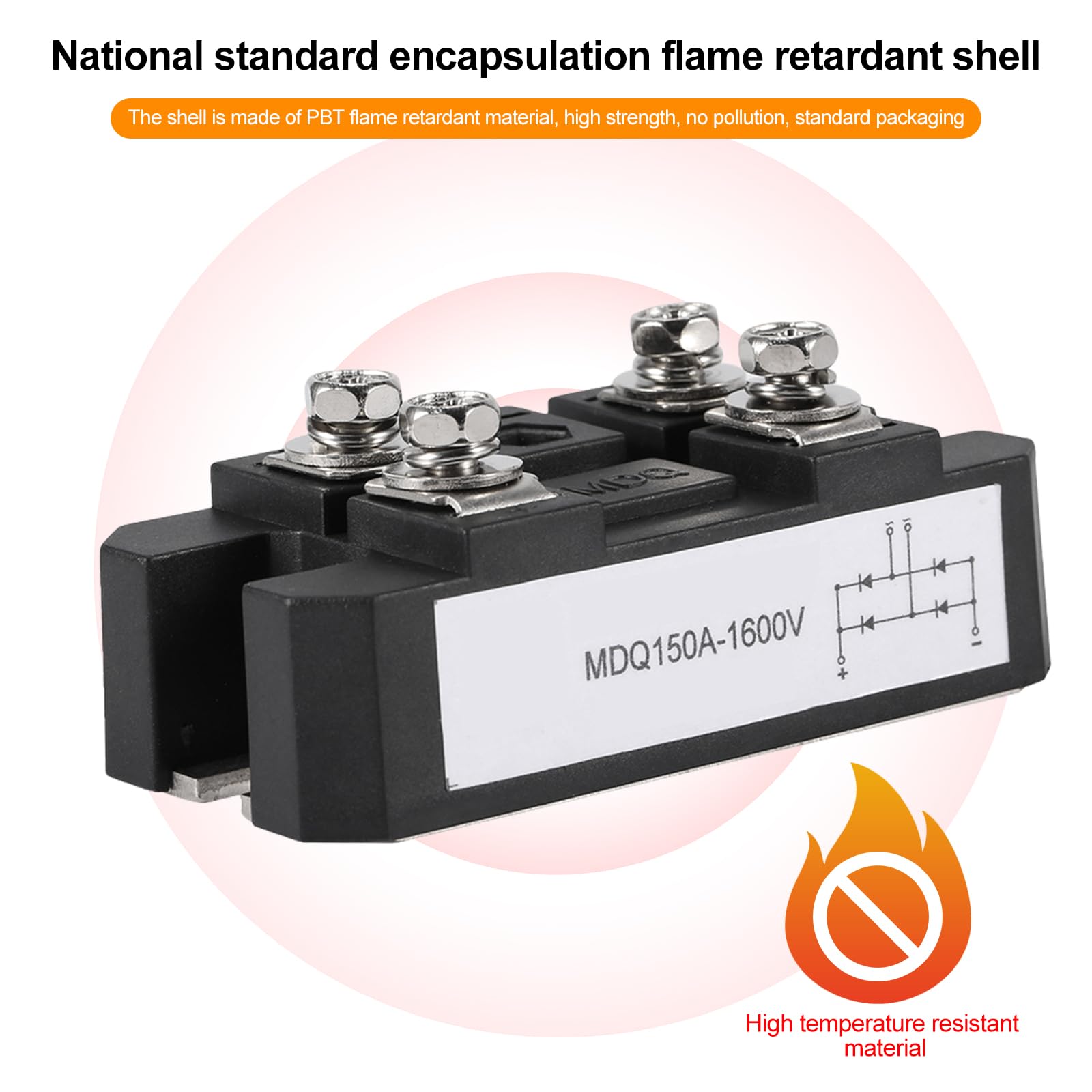 Gelijkrichterdiode brugmodule, zwart Eenfasige diode bruggelijkrichter 150A Amp High Power 1600V
