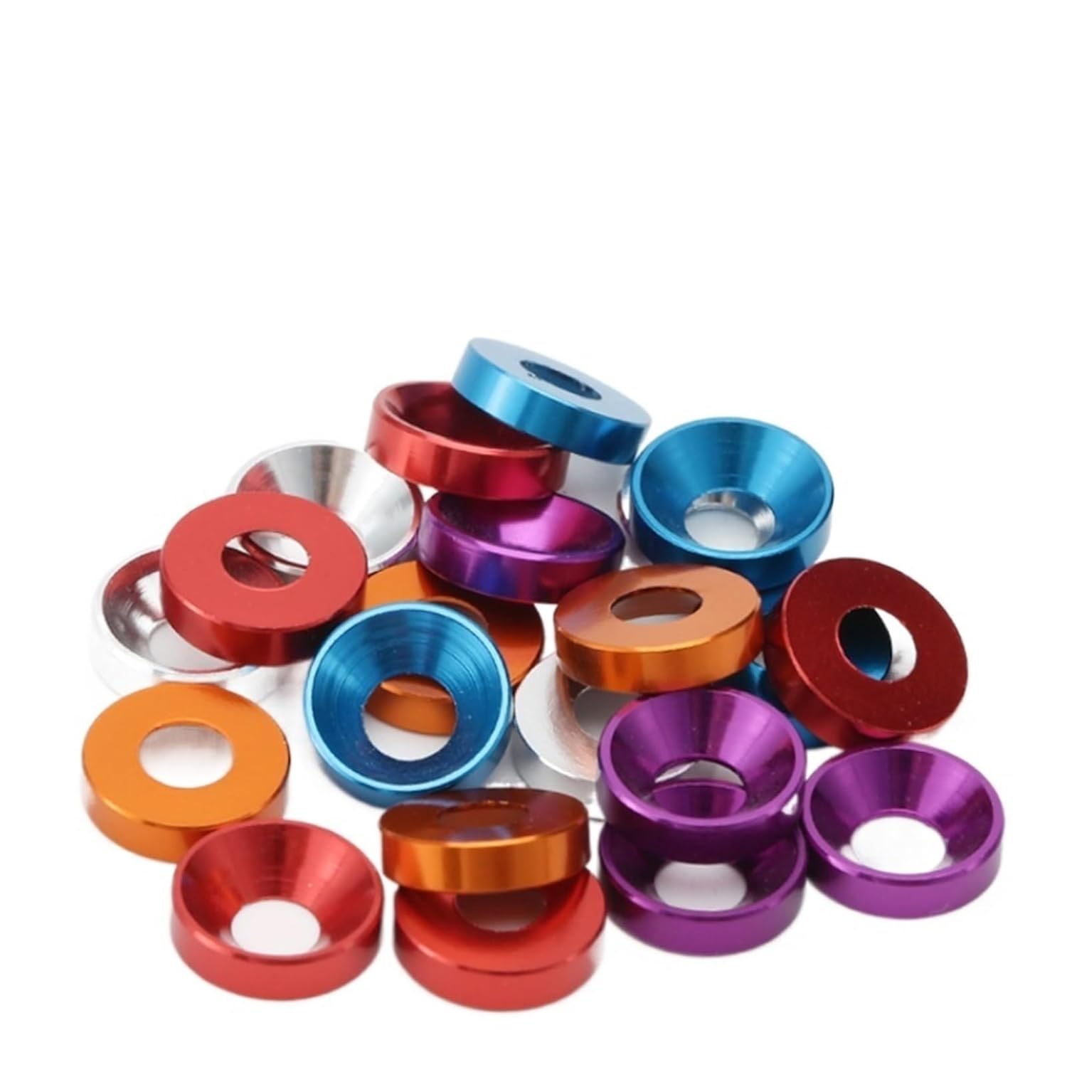 10-5pcs M2 M2.5M3 M4 M5 Aluminum Washer Anodized Countersunk Head Bolt Washers Gasket Concave Conical Decorative Flat Head Screw(Peach,M3 (10PCS))