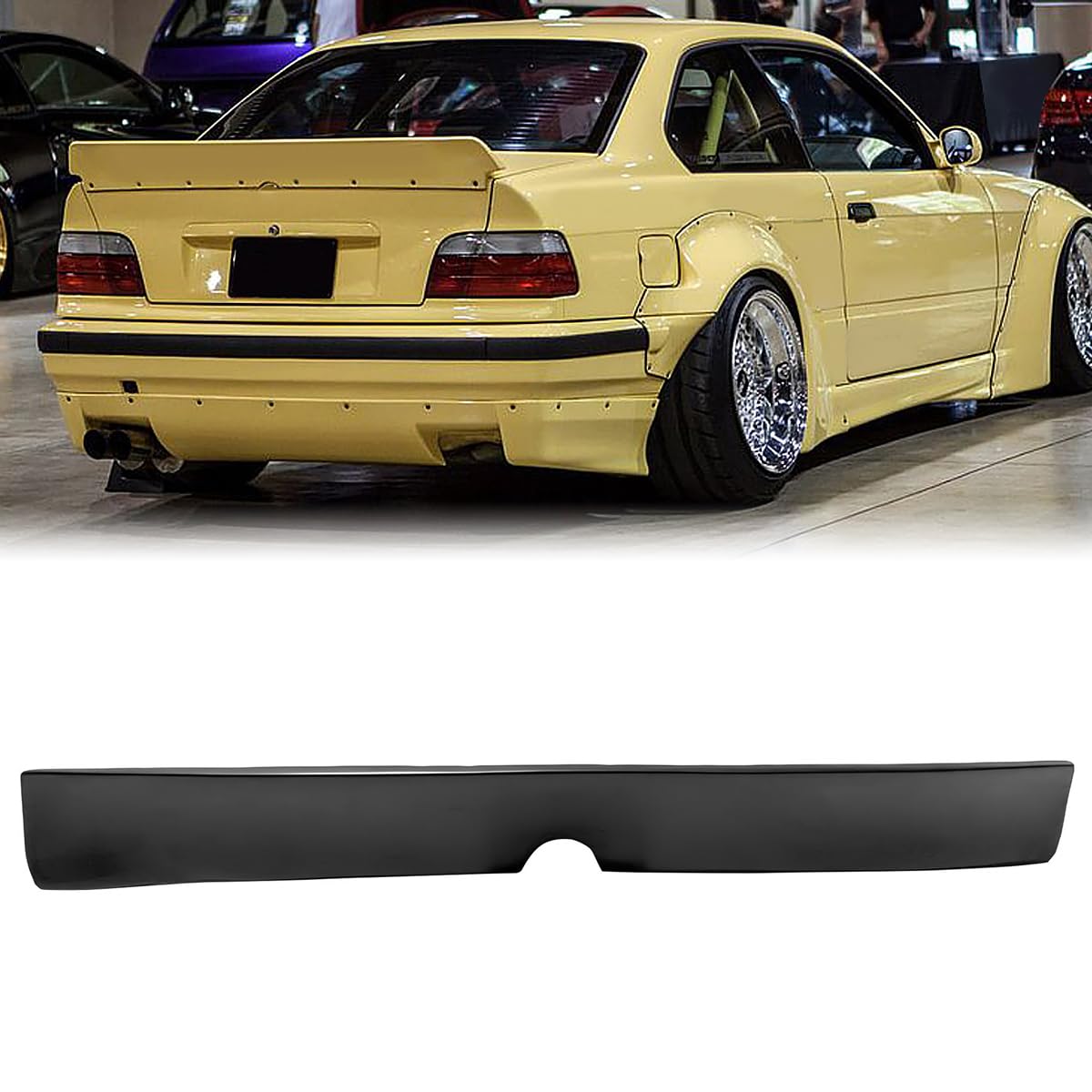 Trunk Spoiler, Compatible with 1992-1998 BMW E36 3-Series, RB Style Flexible Polyurethane(PU) Rear Boot Deck Lid Tail Wing, Unpainted Black