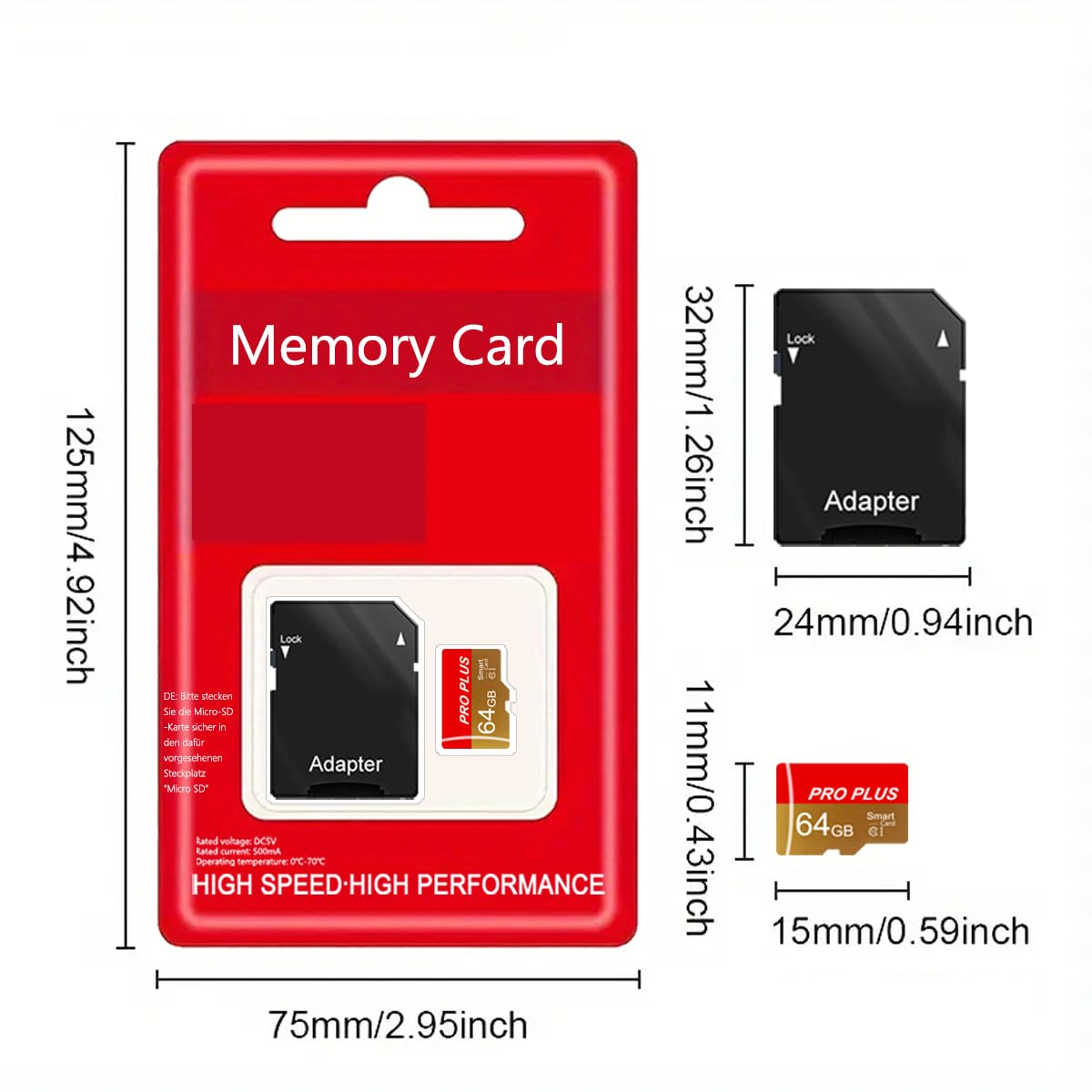 Confezione da 3 schede di memoria da 64 GB con adattatore, scheda di memoria ad alta velocità, UHS-I C10 A1 Memory TF Card for Tablet/Mobile Phone/Camera/Car Audio/Game Console (TF162 64 GB-3 Pack)
