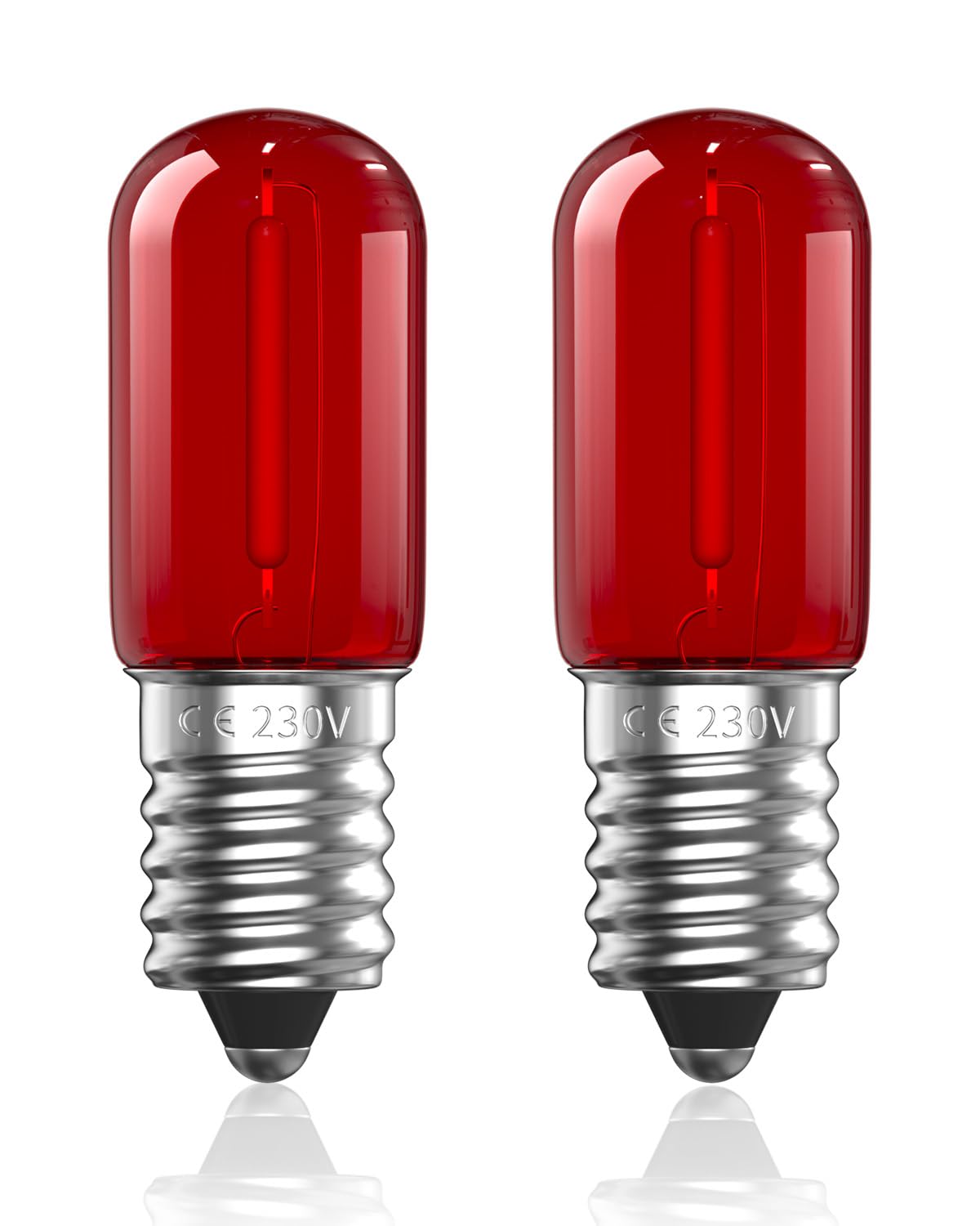 Lamptobe 1W E14 LED Light Bulb Red, Small Screw E14 Red Led Bulb with Red Glass, Electric Fire Glow Bulbs for Salt Lamp, Christmas, Halloween, Non-Dimmable(Pack of 2)