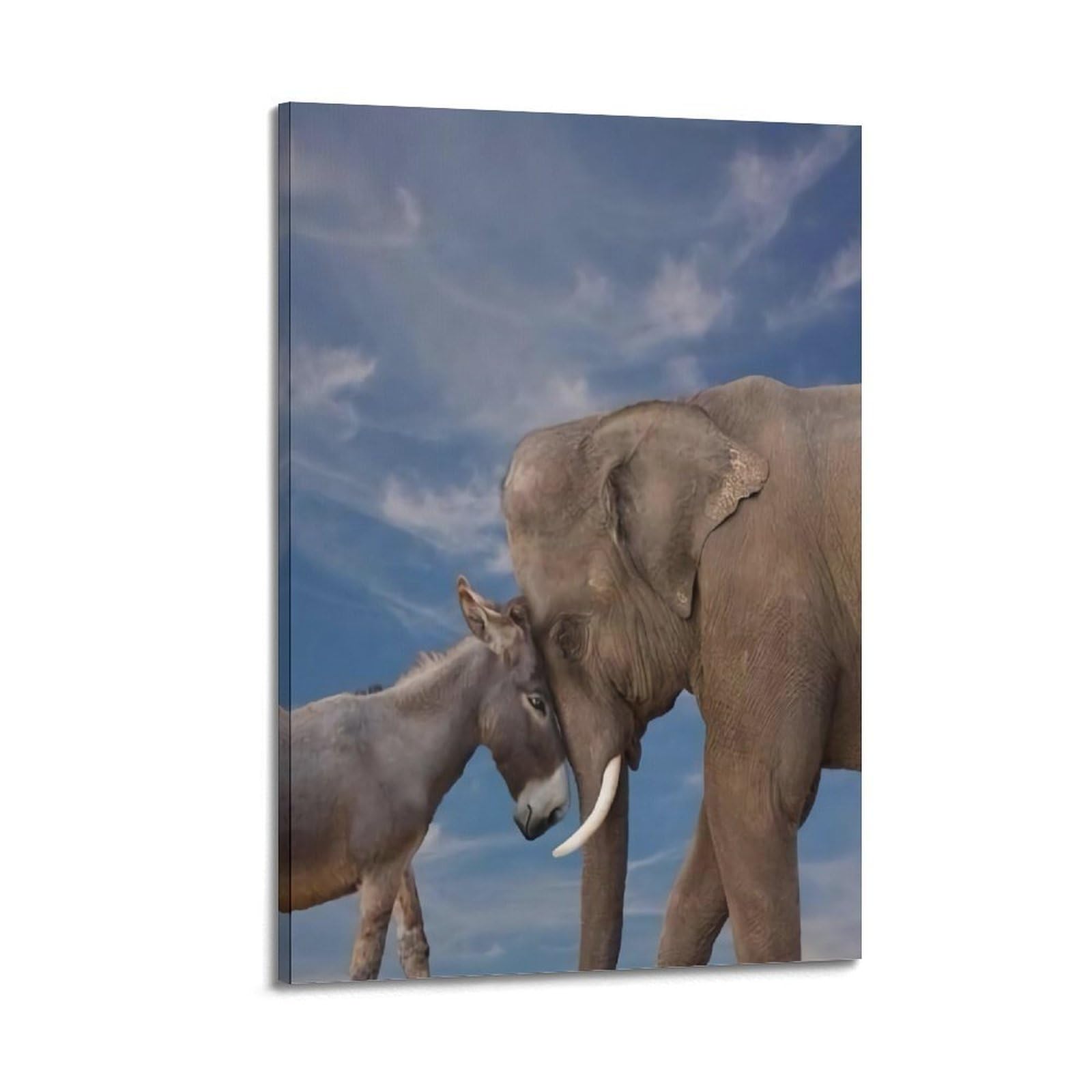 Xkuga Boys Frame-Style Animals Friendship Poster Wildlife Vintage Donkeys Elephants Modern Decorative Canvas Prints - Ideal Wall Art For Family, Man Cave, Game Room, & Girls Bedroom 20X30inch(50X75cm)