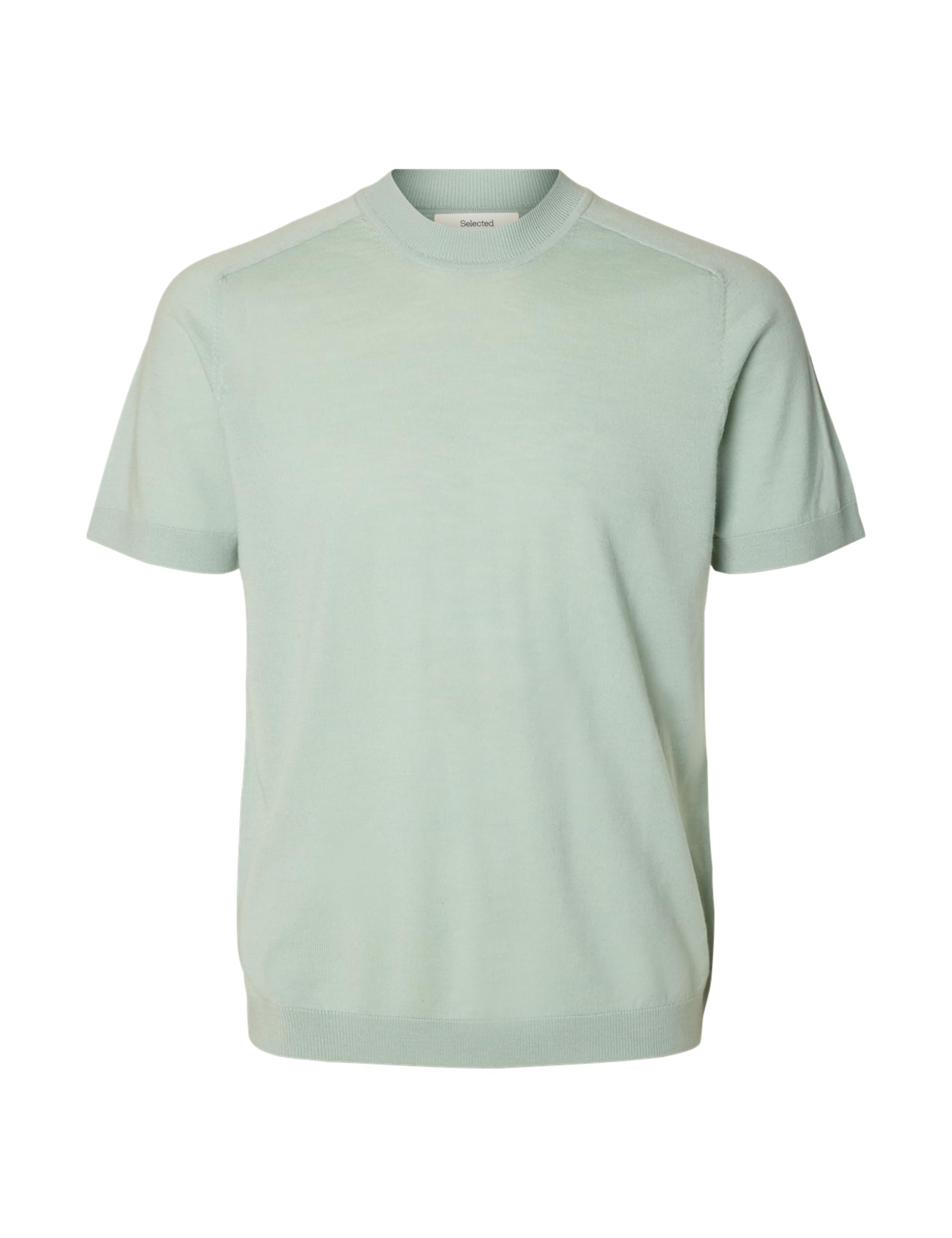 Slhtray Ss Knit Merino Crew Neck Noos, Aqua Gray, XL