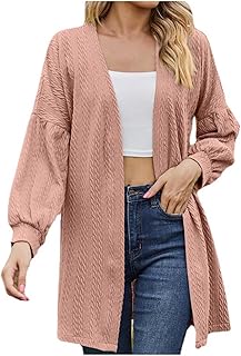 Chaqueta de punto para mujer, de manga larga, grande, grande, de algodón, para ropa de invierno, bolsillos, salón, uso diario, parte superior suelta de un solo color