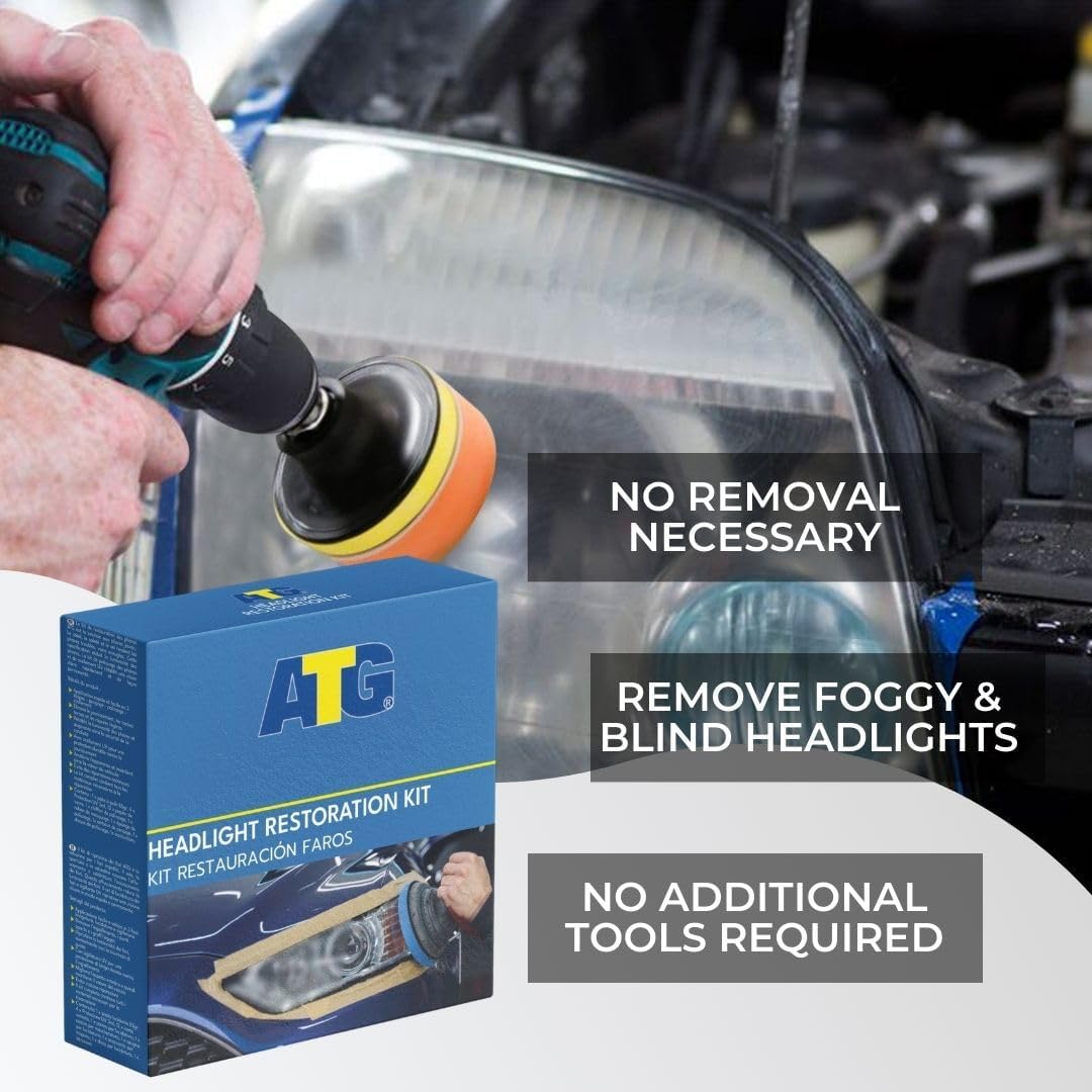 ATG® Headlight restoration Kit - Universal Car headlight cleaner and restorer Kit - Headlight restorer kit for plastic car headlights - Quick & easy headlight restoration - Headlight repair Kit