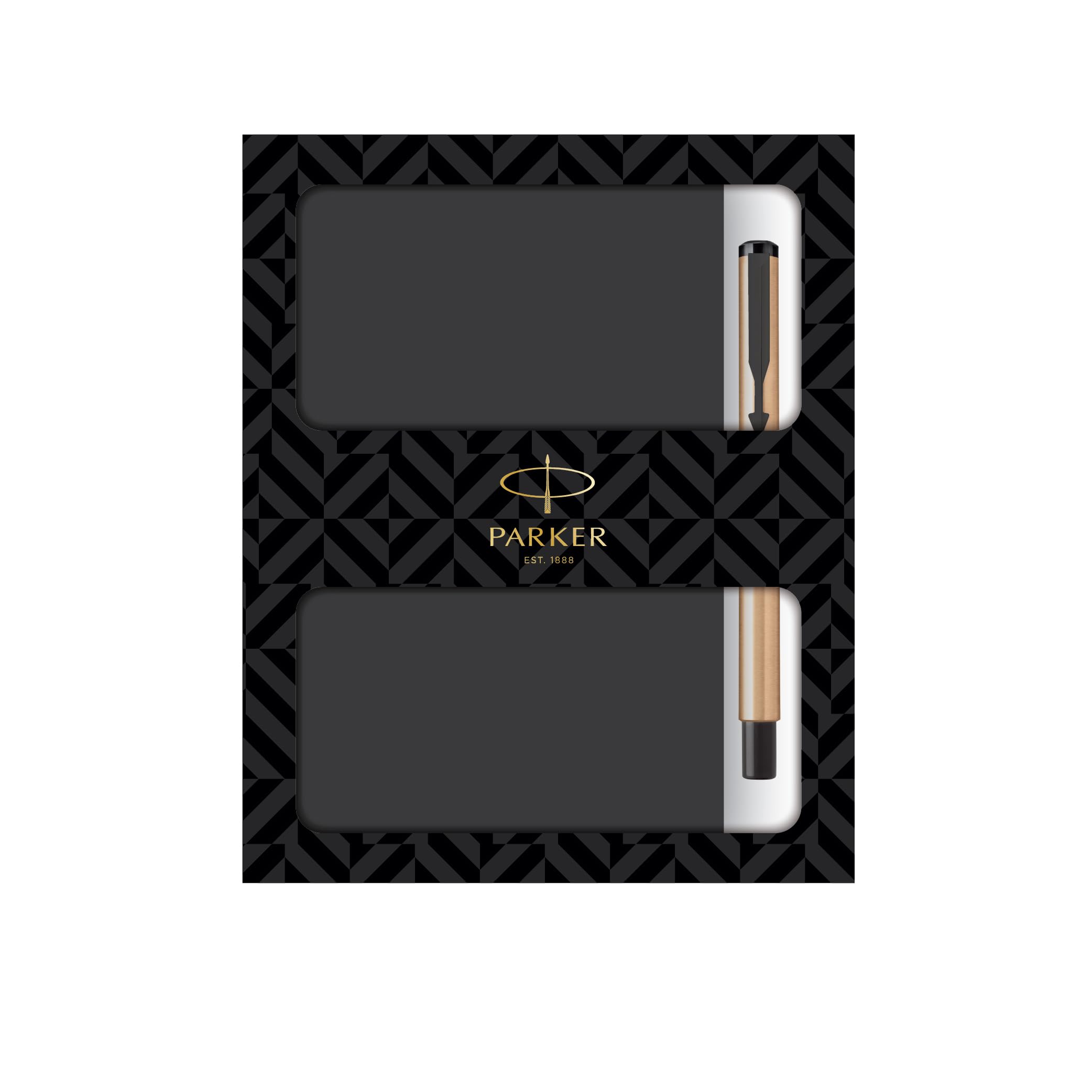 Parker Vector Rose Gold Coated Clip Roller Ball Pen and Notebook, Blue Ink, Medium Point – Gift Set for Professionals and Executives-image-4