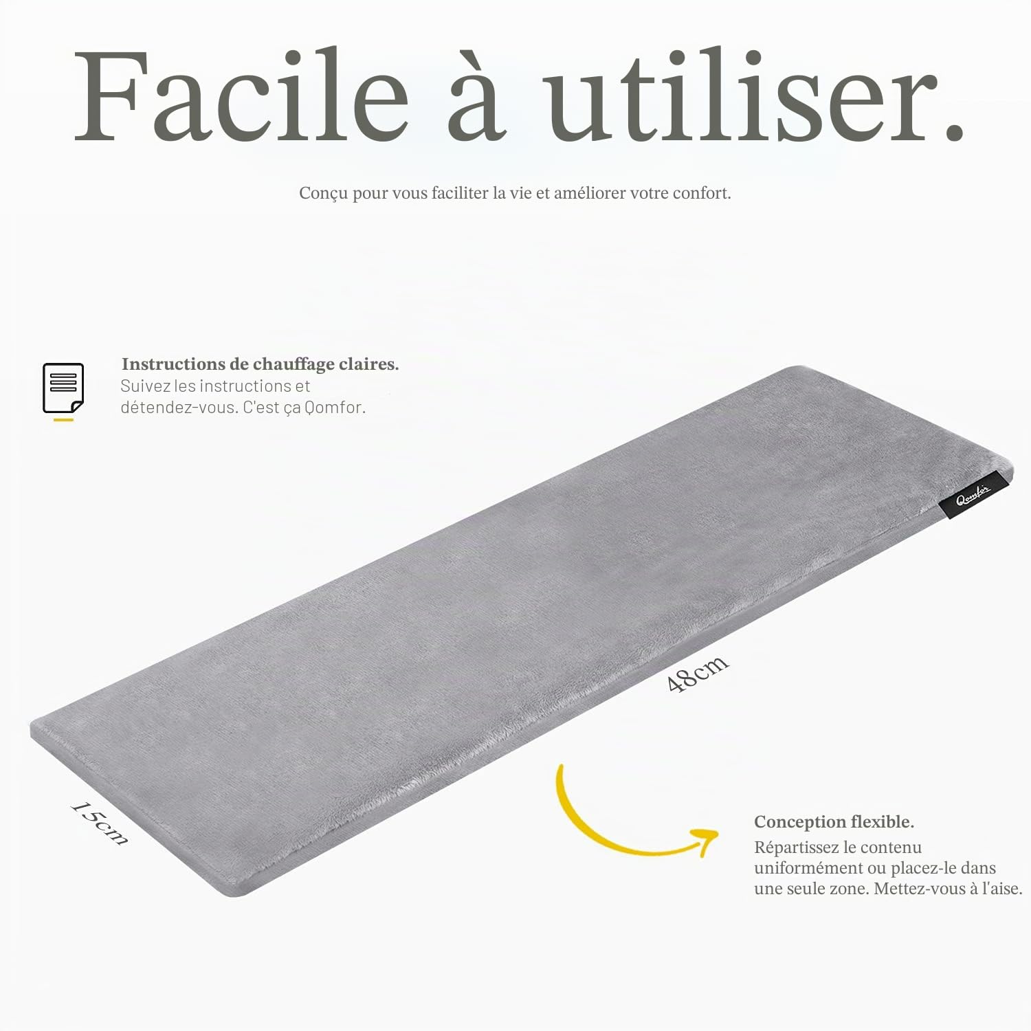 QOMFOR APPORTE DU CONFORT – Le coussin chauffant Qomfor est conçu en mettant l’accent sur la chaleur, la douceur et les petits plaisirs d’une vie confortable ; idéal pour les soirées tranquilles ou le