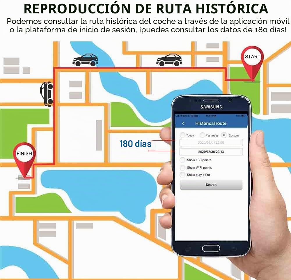 Winnes 4G TK905 Localizador GPS para Coche 5000mAh Rastreador GPS para Coche, aplicación de Alarma de vibración recordatorio Push Gratuito sin suscripción GPS Tracker Resistente al Agua y antirrobo
