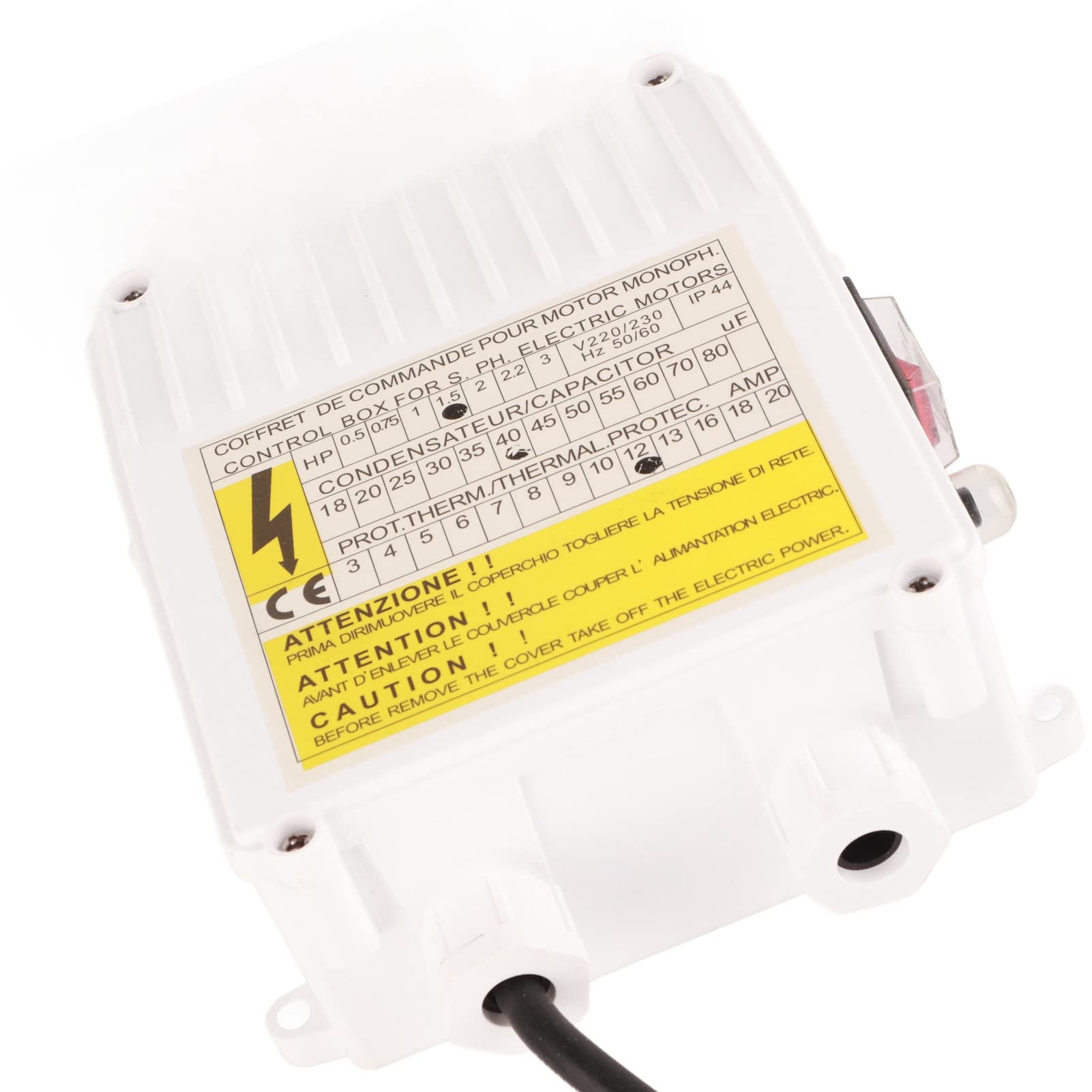 Scatola di Controllo della Pompa per Pozzi Profondi, Scatola di Controllo Esterna della Pompa Sommergibile Controller Interruttore Automatico di Protezione Termica (1100 W Spina