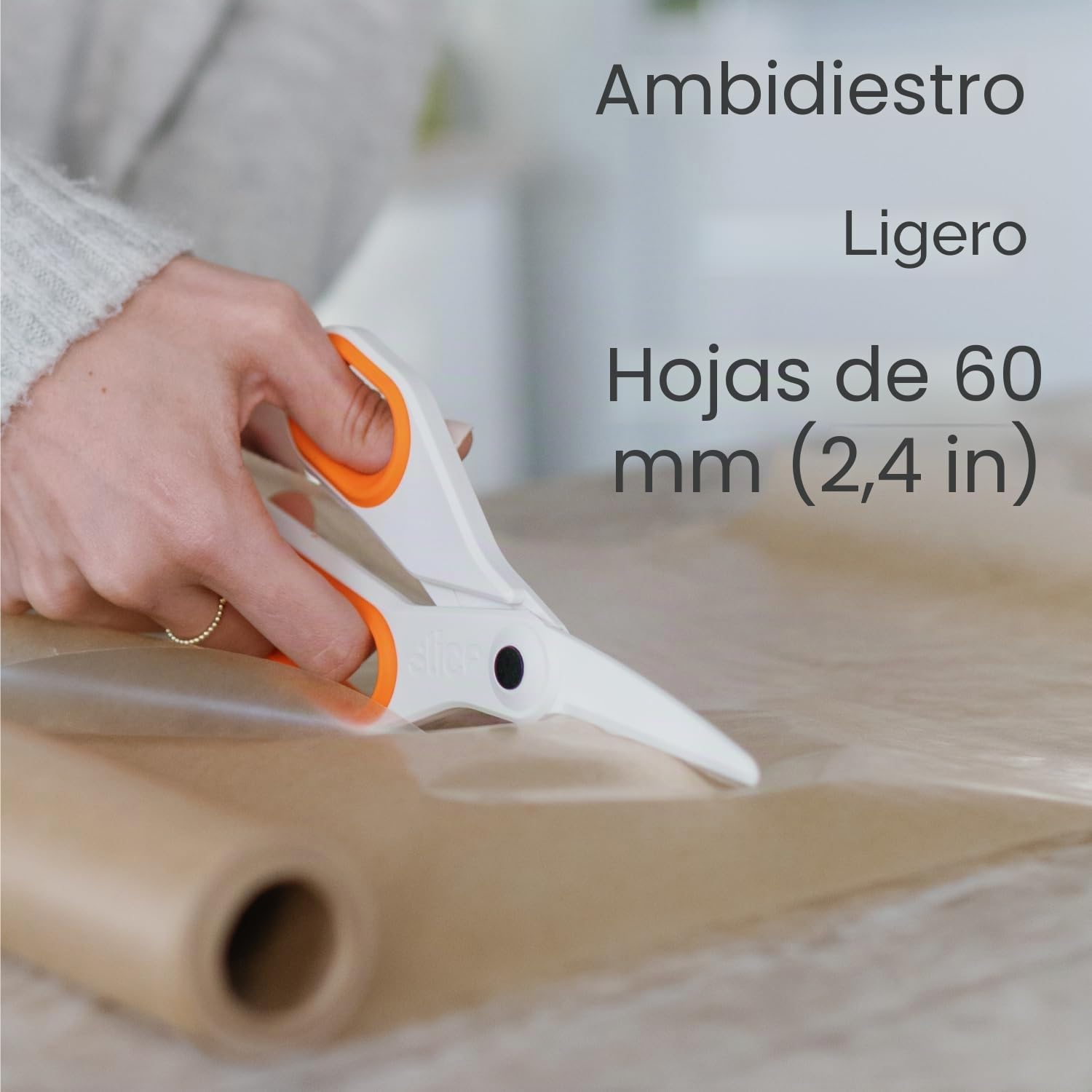 Slice 10545 Tijeras grandes de cerámica, duraderas, afiladas y amigables con los dedos, con asas de agarre suave y cuchillas inoxidables, ideales para el hogar, cocina, oficina, almacén o manualidades
