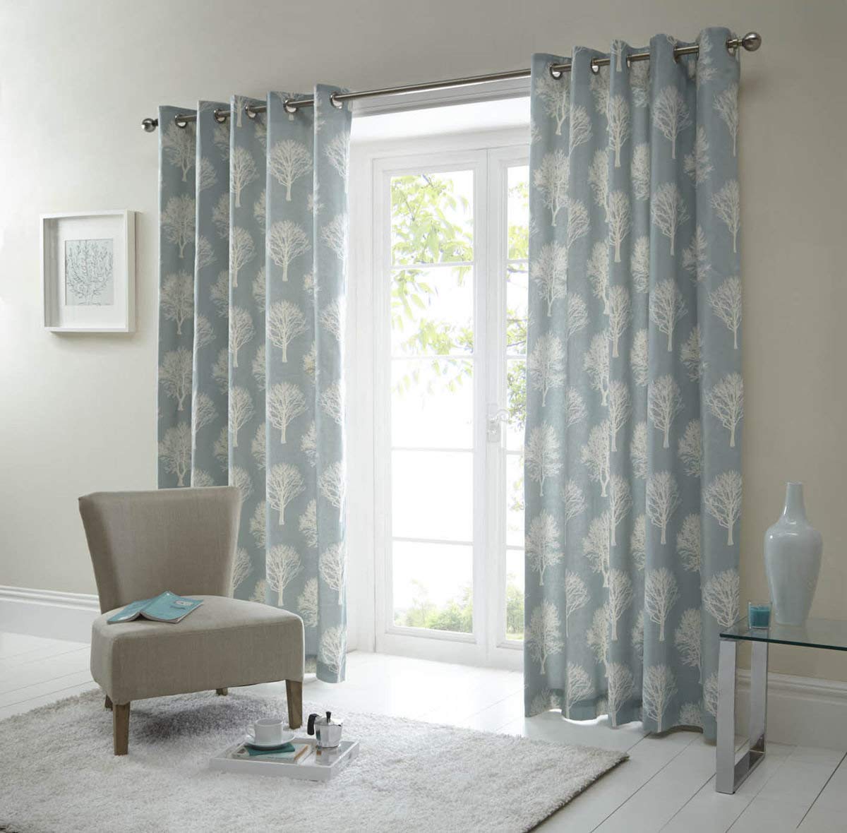 Fusion Un Paio di Alberi di Bosco con Occhielli Curtains-p, Cotone, Charcoal, 90 x 72 (229 x 183 cm)