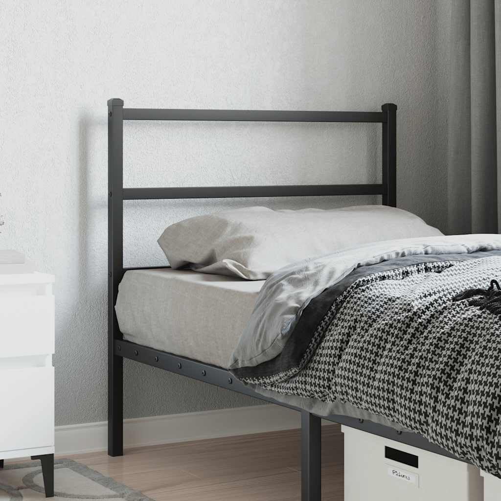 Tête de lit de rechange en métal noir, 90 cm, acier revêtu par pulvérisation, pieds en métal robuste, idéale pour la chambre à coucher, offre un dossier pour la lecture, tête de lit stable