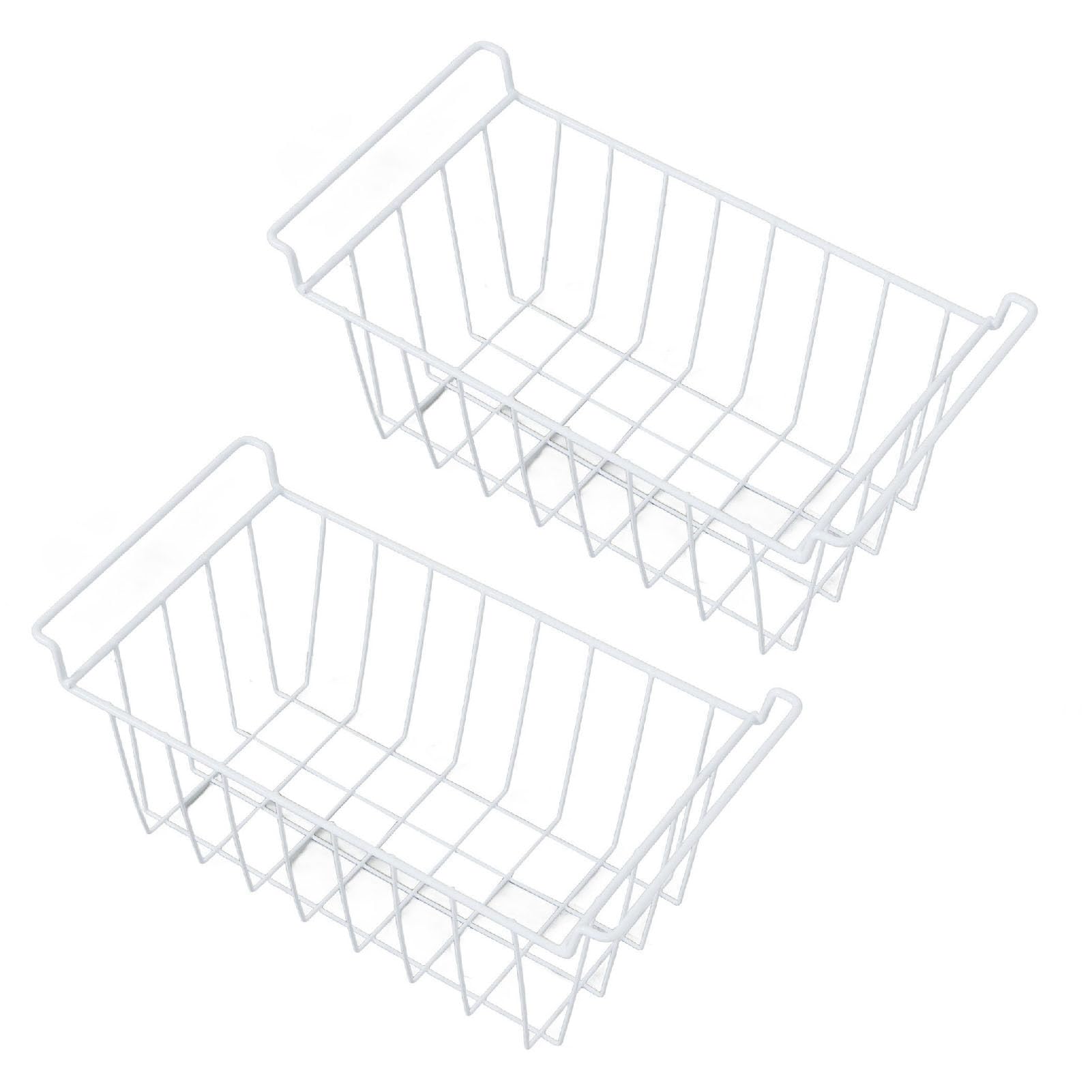 Cestello congelatore |Salvaspazio con rivestimento in PE in filo di acciaio per la conservazione di alimenti surgelati |Contenitore organizer multiuso per (White)