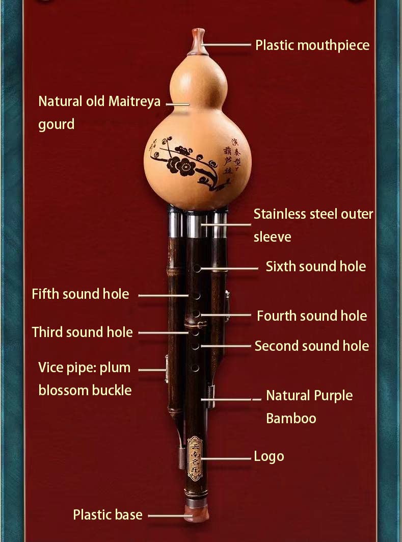 LANDTOM Selected Entry and Text grading Level Purple Bamboo Hulusi (Flower-Bb Key)