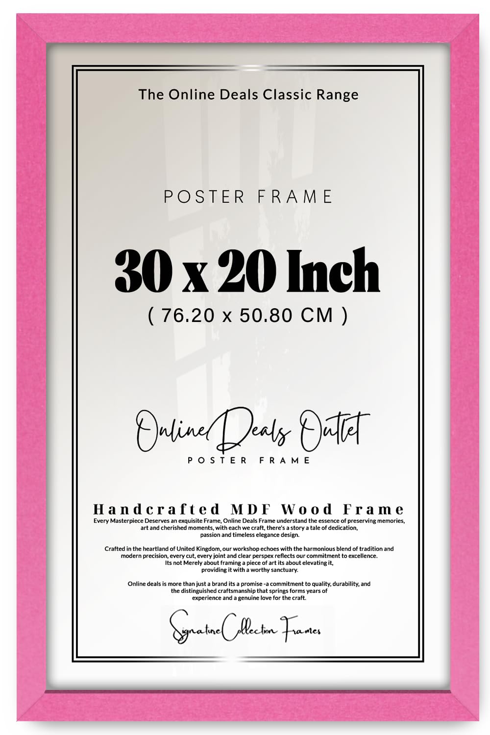 Online Deals | MDF Poster Frame (76.20 x 50.80 CM) 30X20 Inch for Abstract Pop Culture Prints & Vibrant Wall Décor, Stylish MDF Finish, Secure Hanging Hooks [ Pink ]