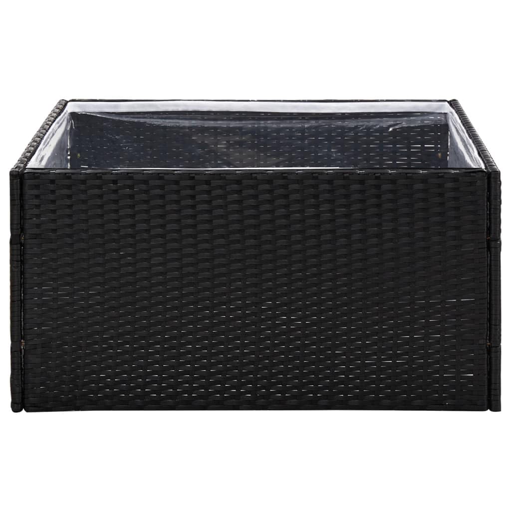 ACAGALA Hochbeet Rattan-Optik 80x80x40 cm, Garten Hochbeet aus Poly Rattan mit Nylonbeutel, ohne Boden, Quadrat Gartenbeet mit Blumenkasten für Gemüse Obst Kräuter & Blumen, Schwarz