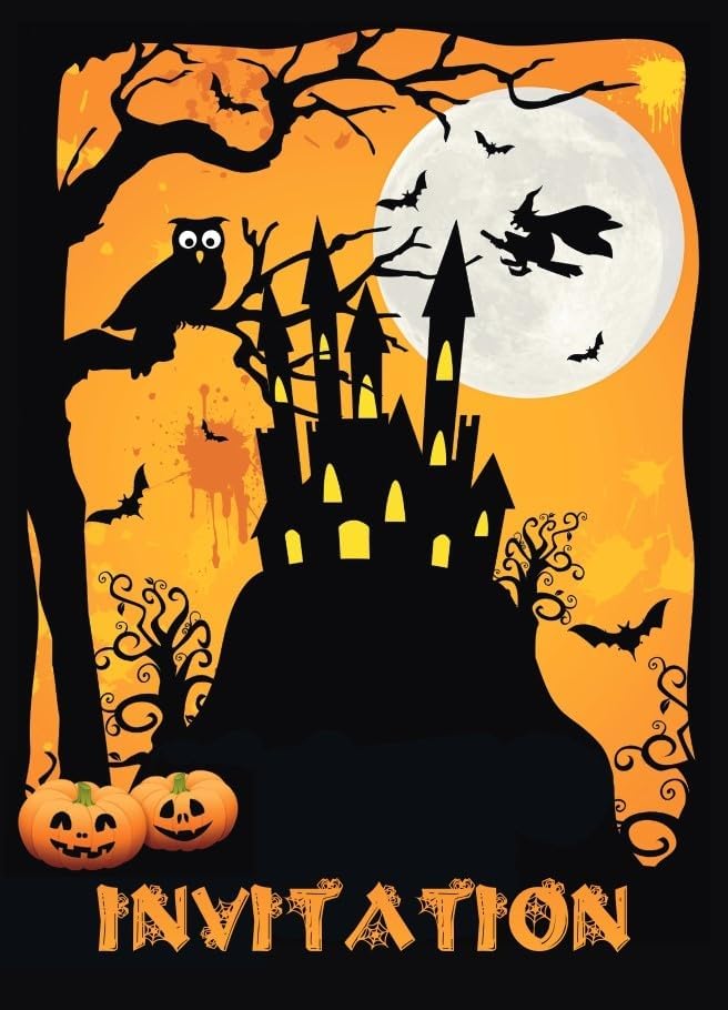 Edition Colibri 10847 French Halloween Invitation Cards for a Halloween Party Made in French, Orange-black, 14,8 x 10,5 cm - Image 2