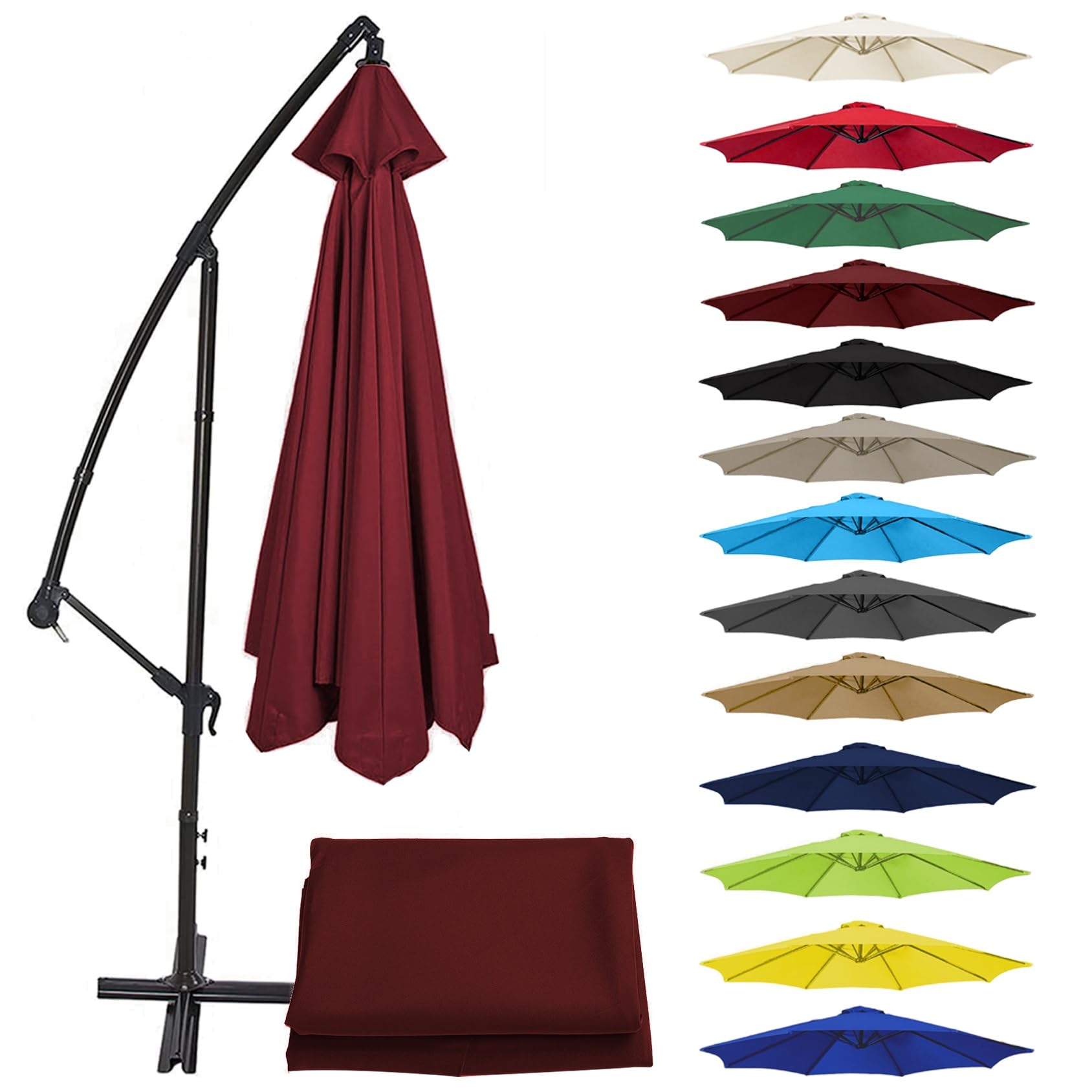 Canopy - Sun Umbrella Replacement Cloth For Outdoor Patio Table Umbrella Replacement Cover, Cantilever Parasol Top Fabric Cover Sunshade Cloth, UV 50+ Garden Parasol Replacement Canopy(Wine red,350CM(