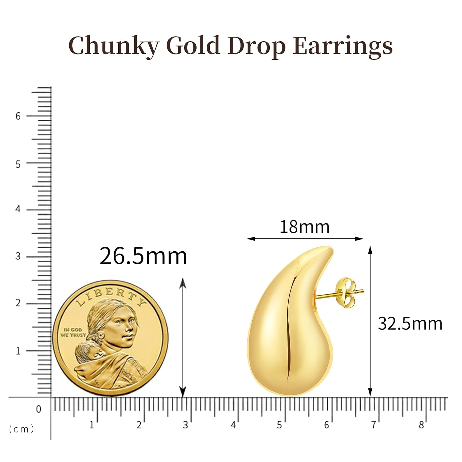 Apsvo Chunky 14K Gold Plated Hoop Earrings for Women, Lightweight Waterdrop Hollow Open Hoops, Hypoallergenic Dupes Earrings - Image 6