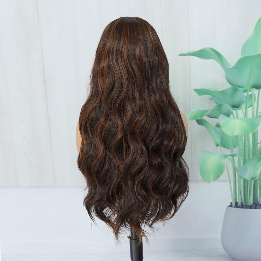 Demi-perruque Blonde Dorée De 65 Cm - Ref 015 En 24b - Synthétique Ondulée - Raie Libre
