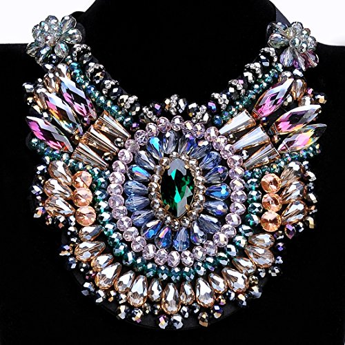 Jerollin Vintage Exaggerated Chunky Collar Bib Rhinestone Pendant Necklace3