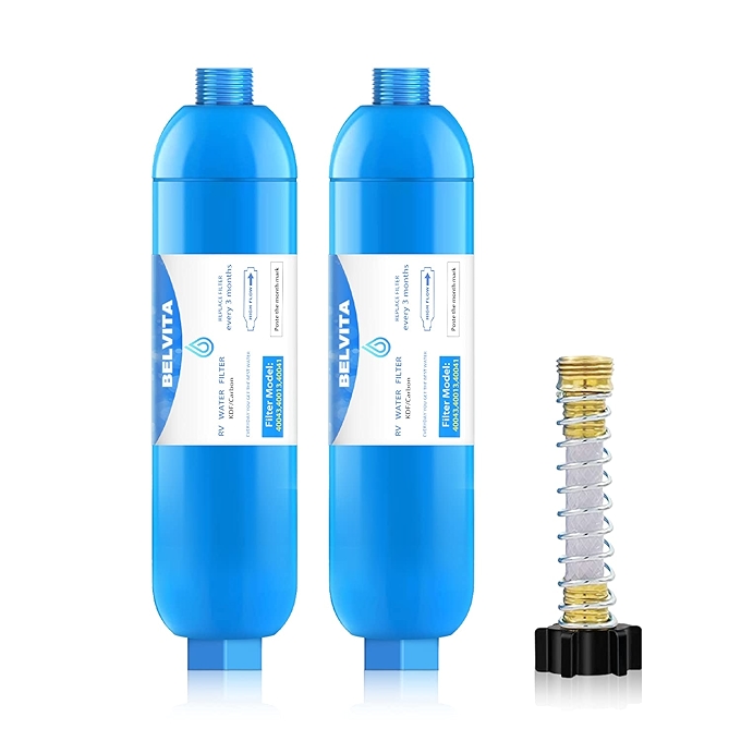 BELVITA RV船用水过滤器，减少氯味及异味，NSF认证，带灵活软管保护器