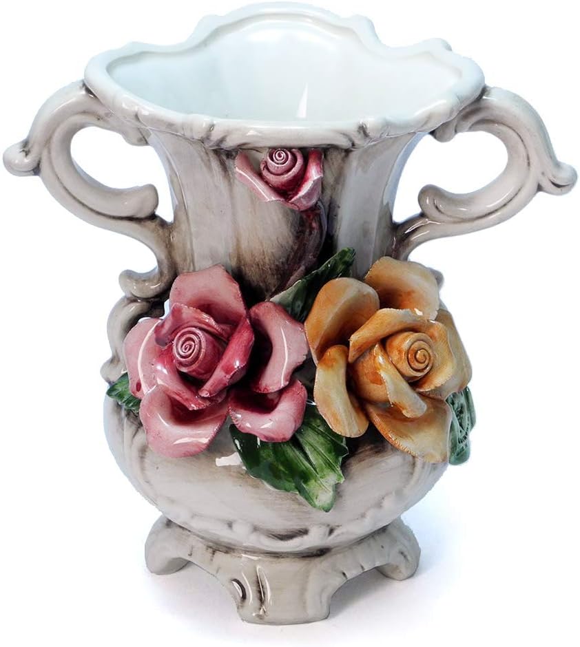 イタリア製 CAPODIMONTE カポディモンテ 陶花 フラワーベース オブジェ